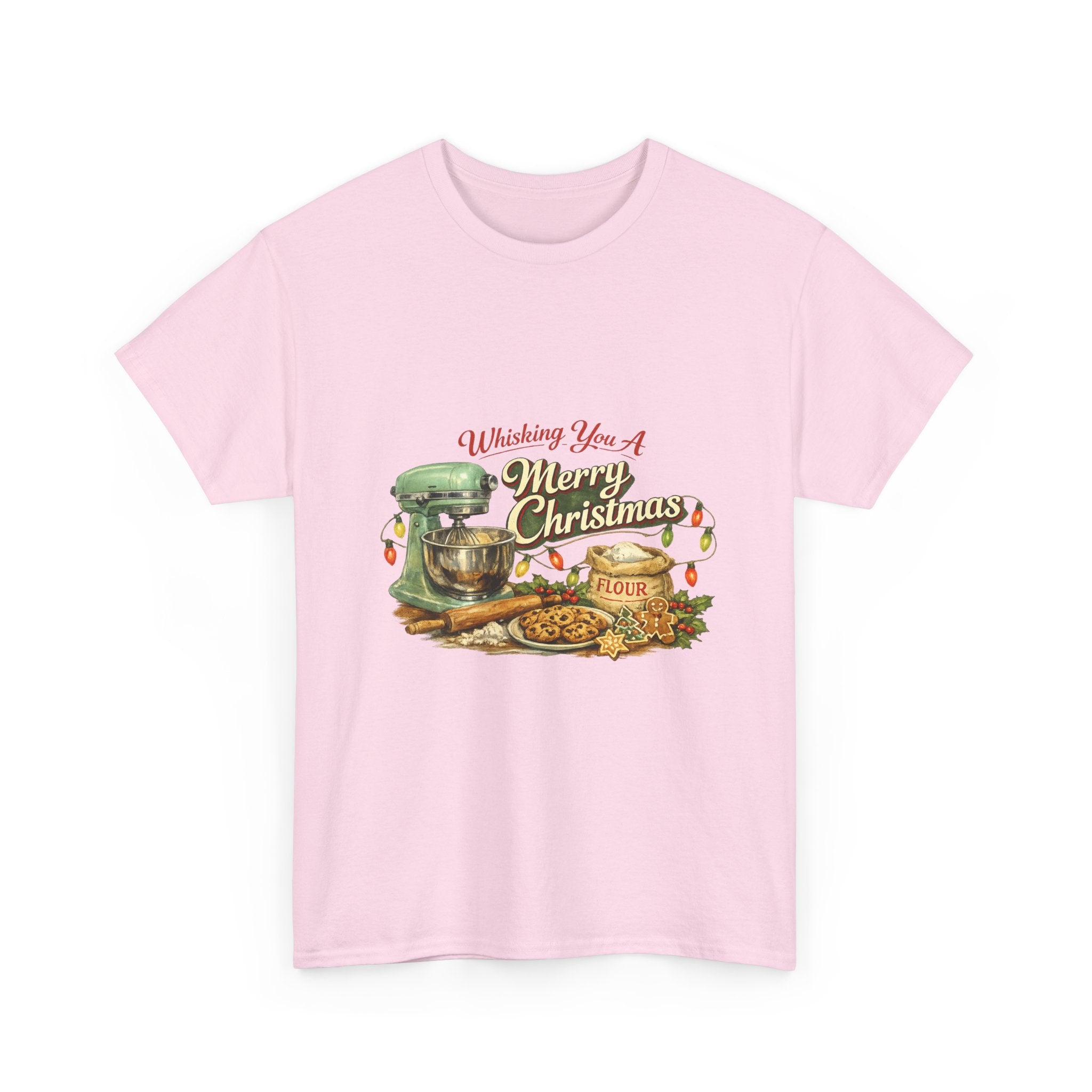 Christmas Baking Tee — "Wishing You A Merry Christmas" Vintage Mixer & Cookies T-Shirt