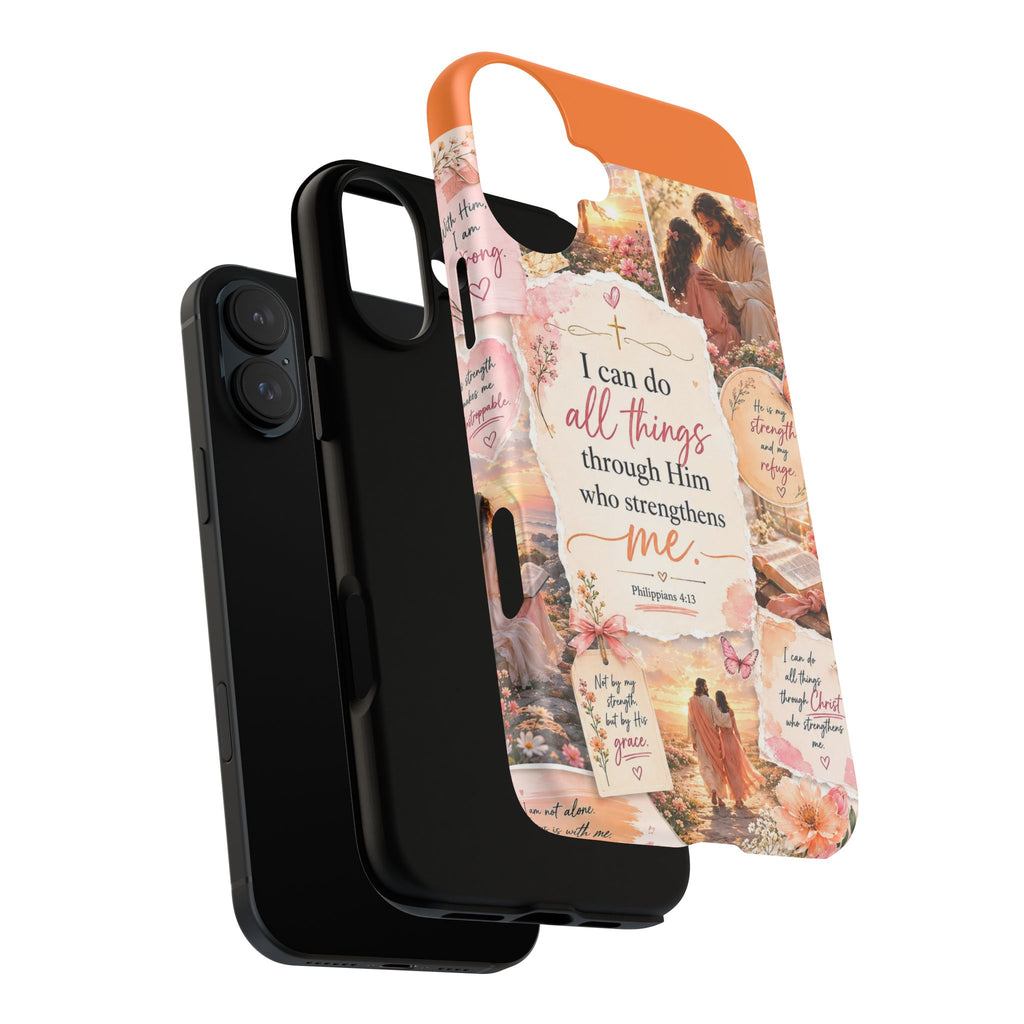Christian Phone Case bible verses — "I Can Do All Things Through Him" Inspirational Scripture Design