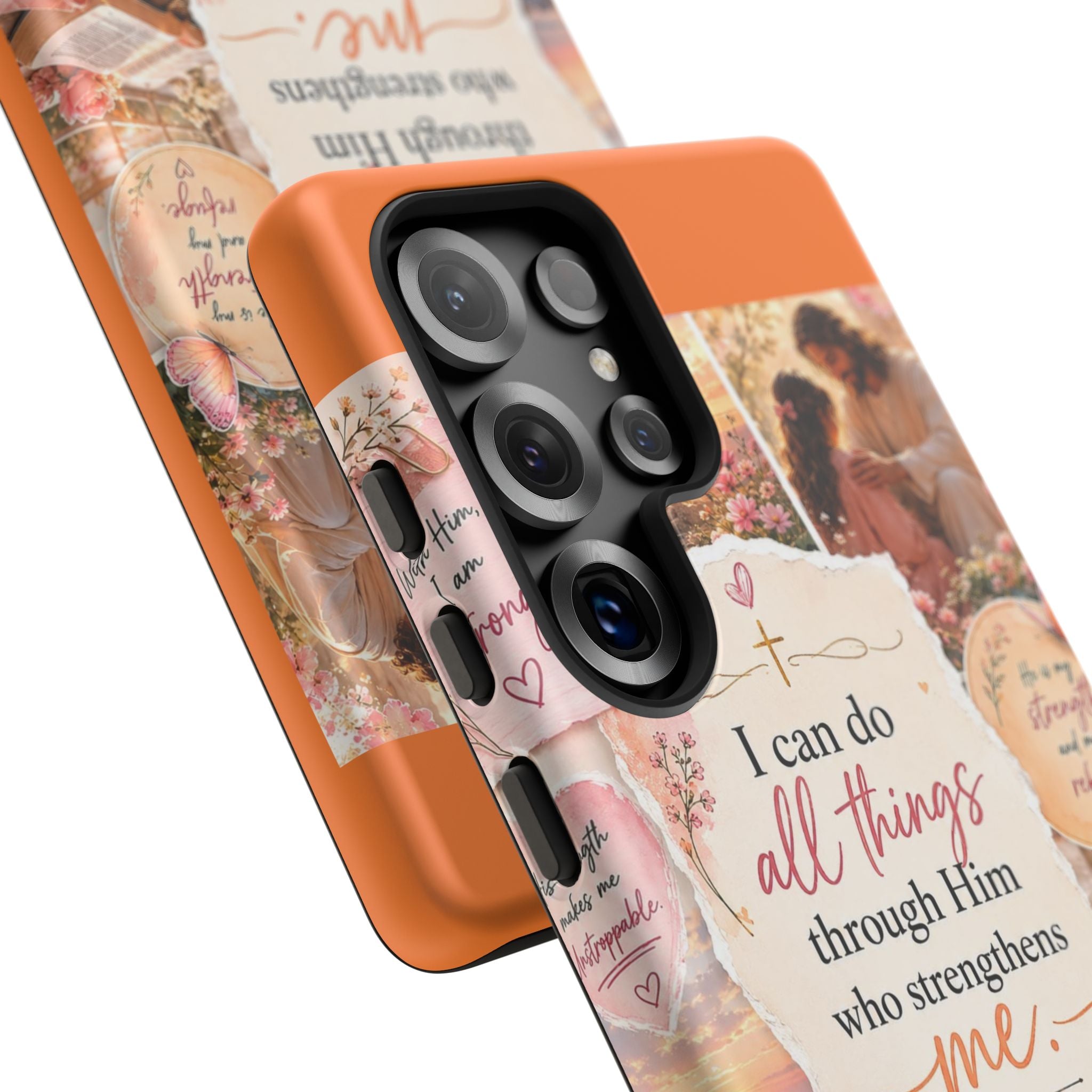 Christian Phone Case bible verses — "I Can Do All Things Through Him" Inspirational Scripture Design