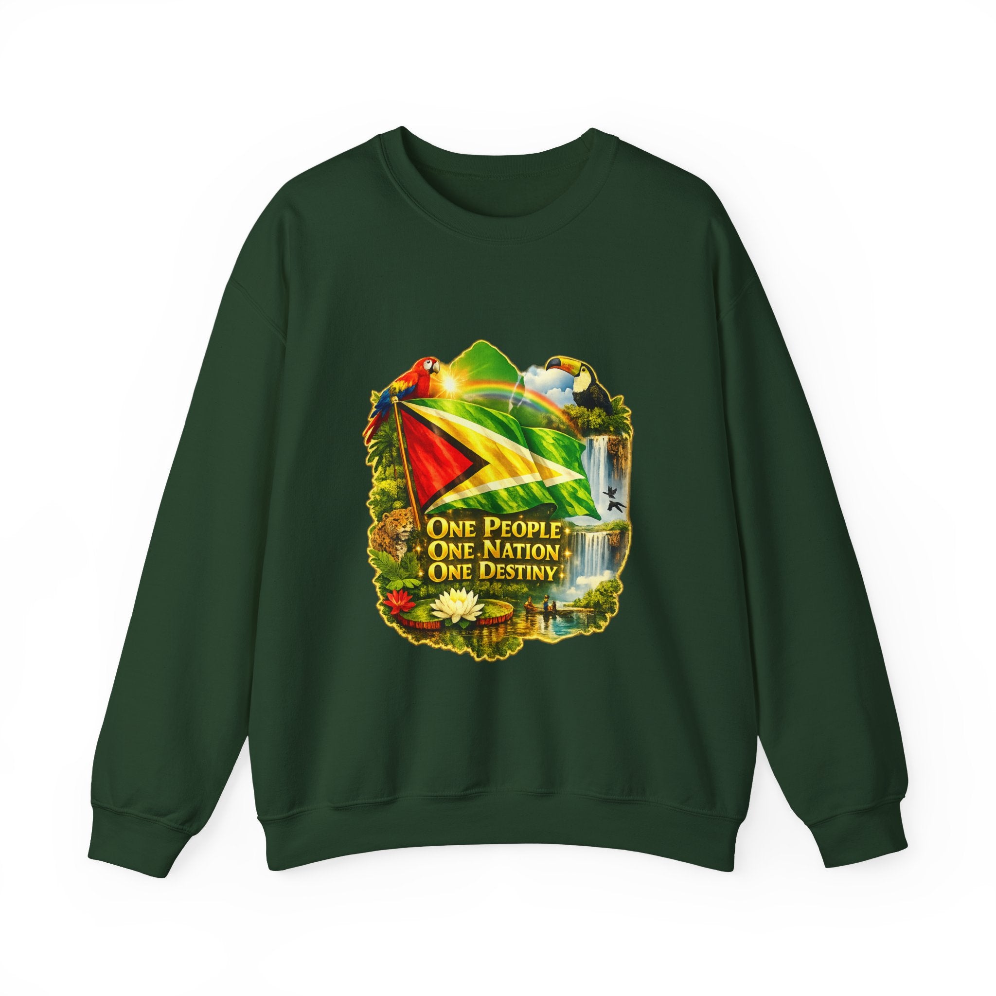 Guyana Flag & Wildlife Sweatshirt — "One People, One Nation, One Destiny" Crewneck