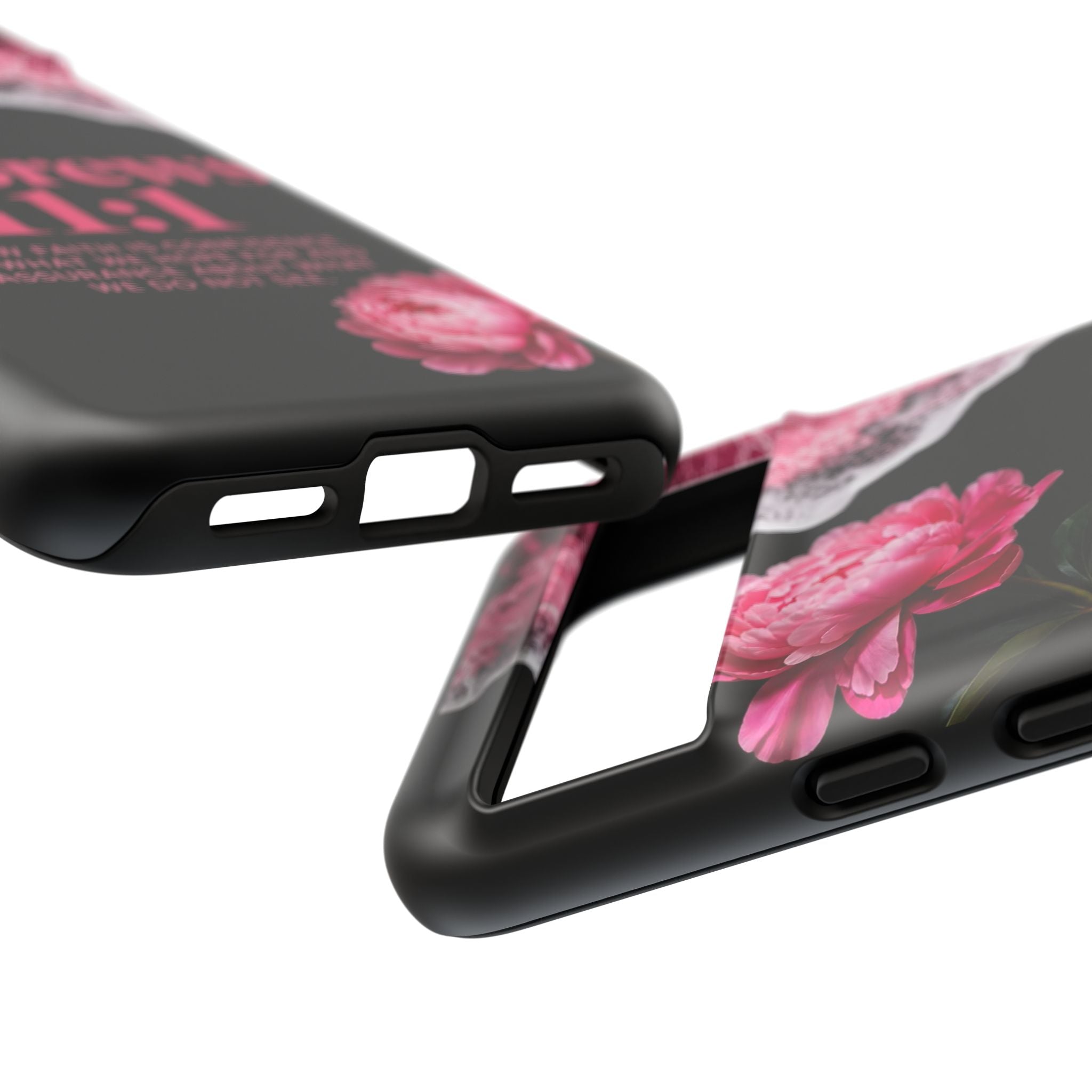 Bible Verses phone case -  Hebrews 11:1 Faith Phone Case — Pink Floral Scripture iPhone Cover