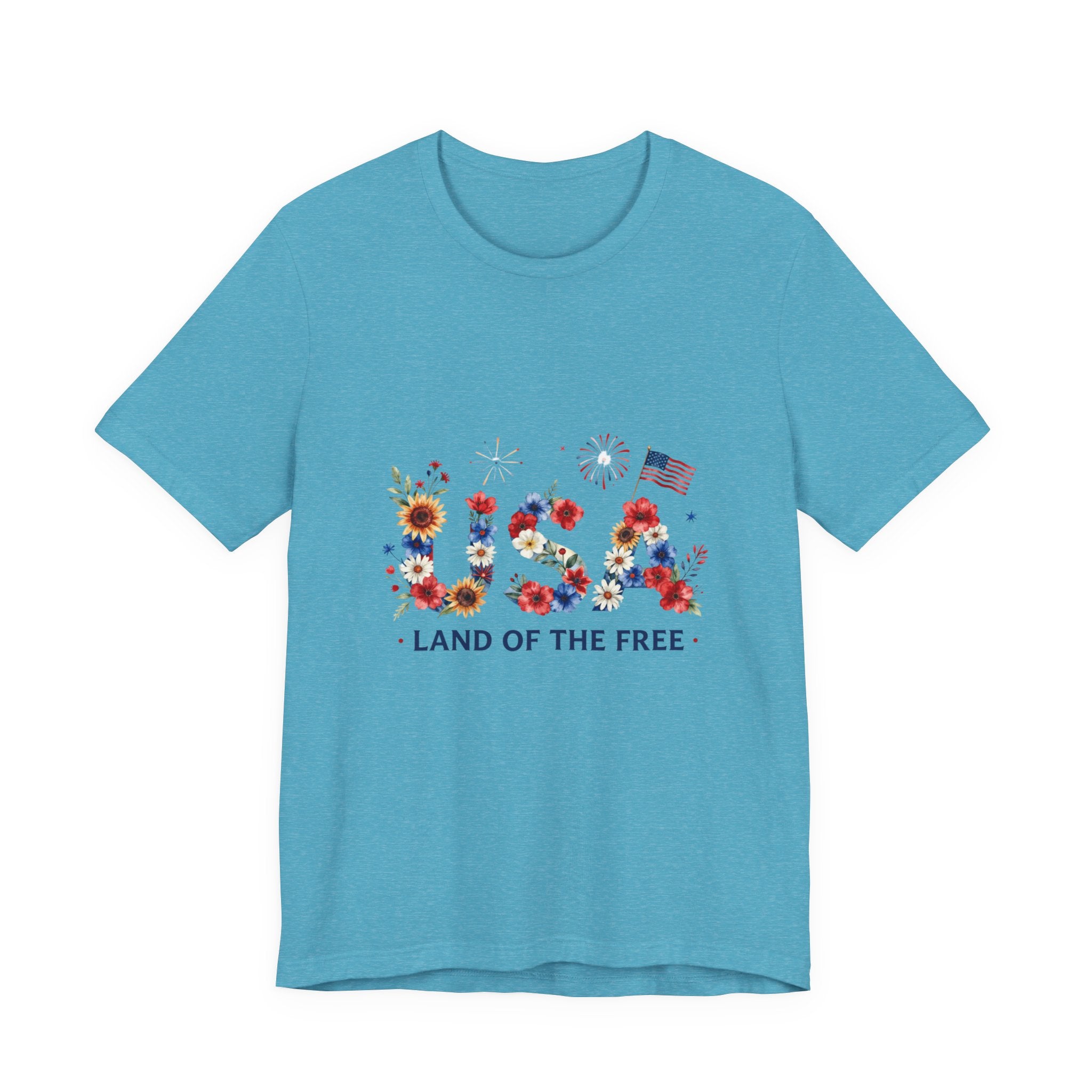 4th of July Tee Shirt Floral 'Land of the Free' T-Shirt