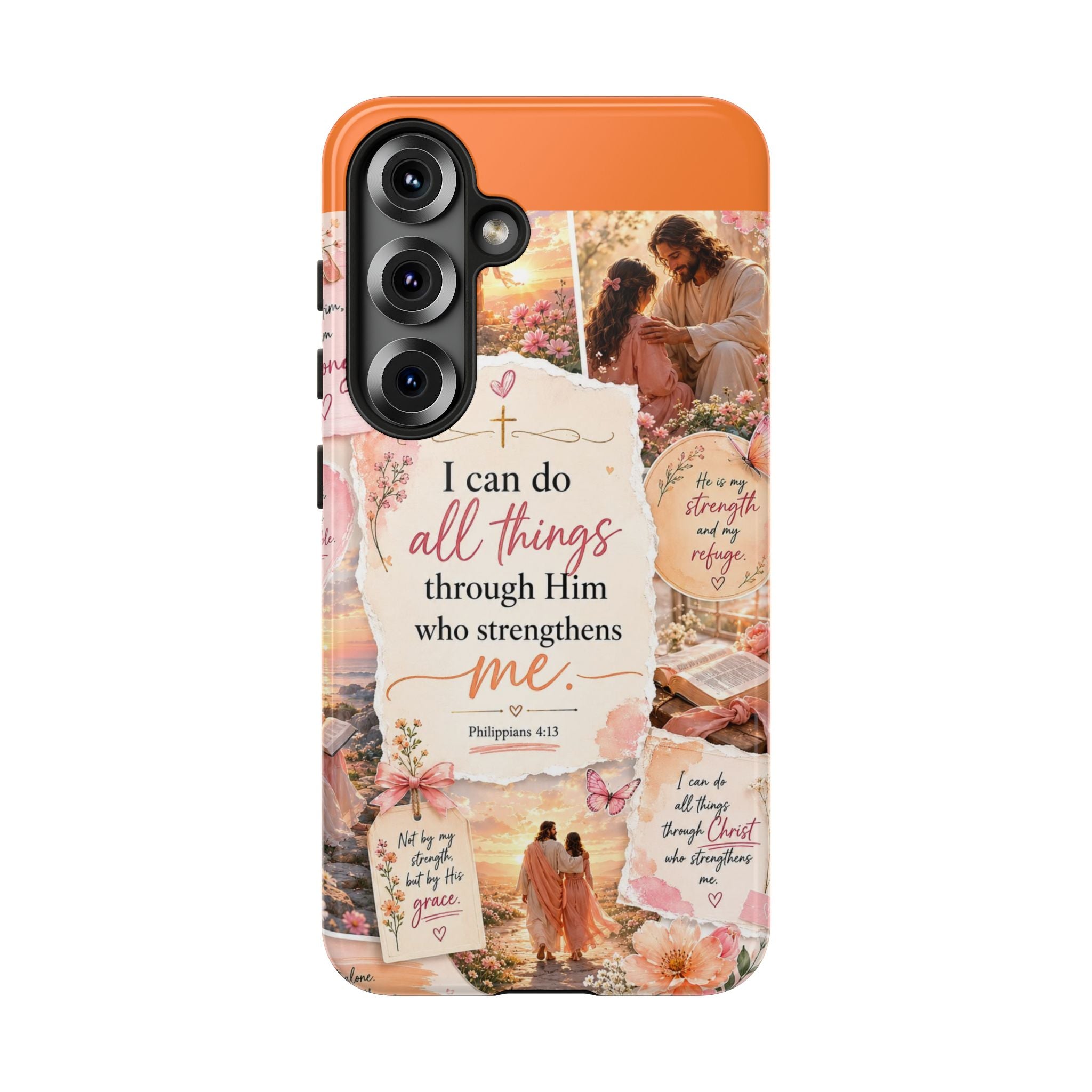 Christian Phone Case bible verses — "I Can Do All Things Through Him" Inspirational Scripture Design