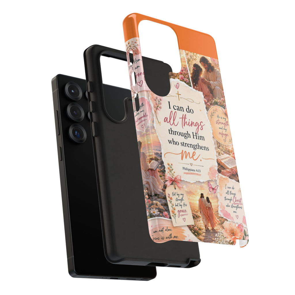 Christian Phone Case bible verses — "I Can Do All Things Through Him" Inspirational Scripture Design