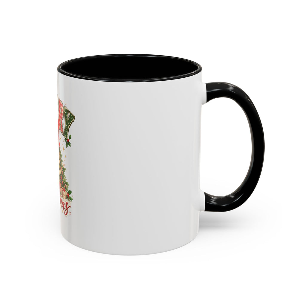 Merry Christmas Accent Coffee Mug – Festive Holiday Tree & Bow (11/15oz)