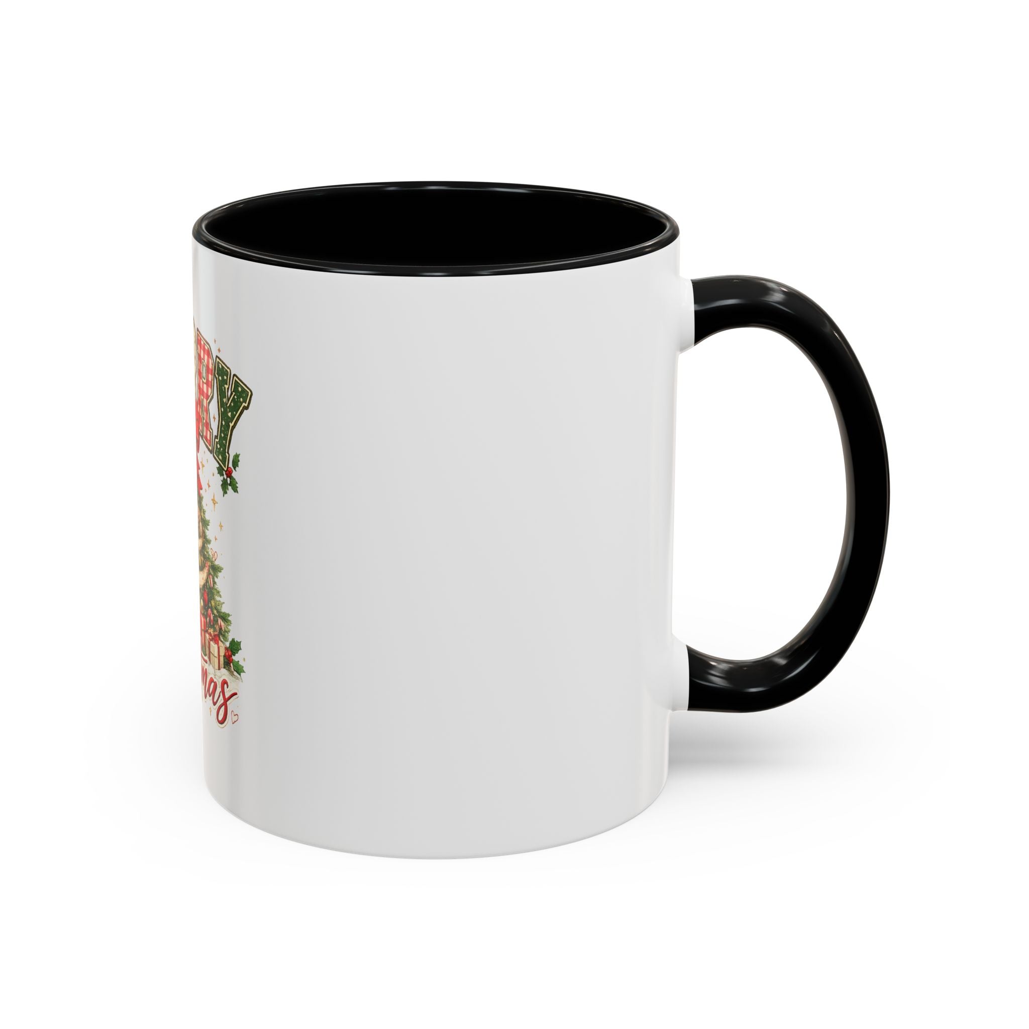 Merry Christmas Accent Coffee Mug – Festive Holiday Tree & Bow (11/15oz)