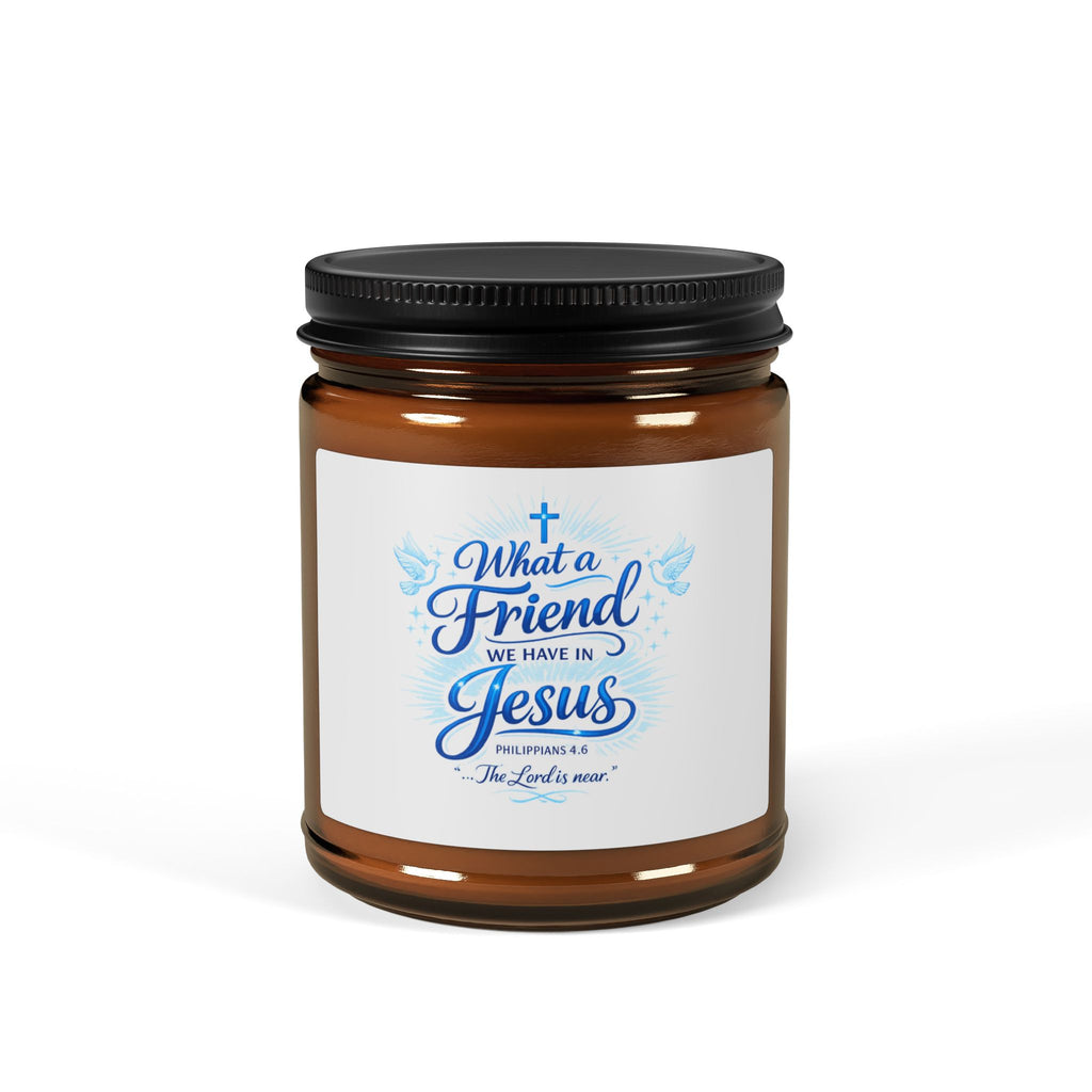 Secented Candles What a Friend We Have in Jesus Amber Soy Candle — Inspirational Christian Scented Candle