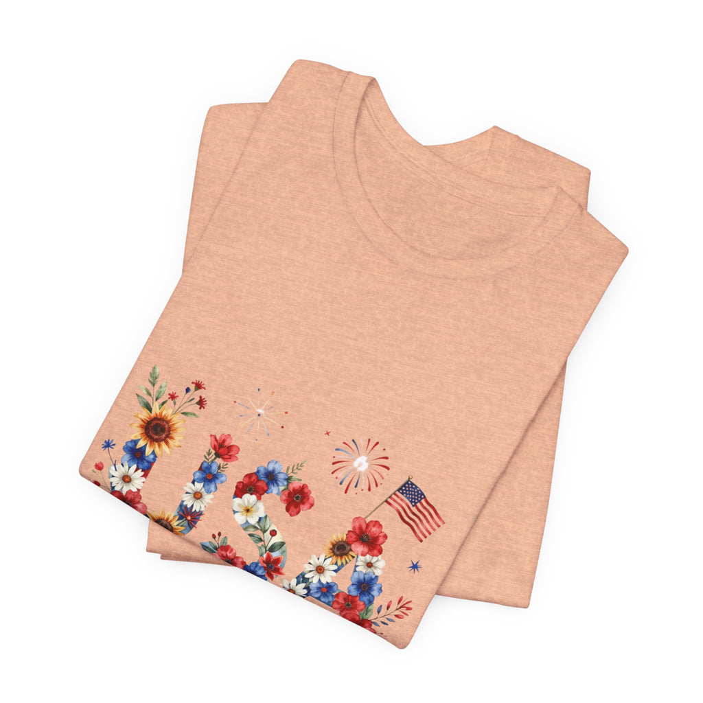 4th of July Tee Shirt Floral 'Land of the Free' T-Shirt