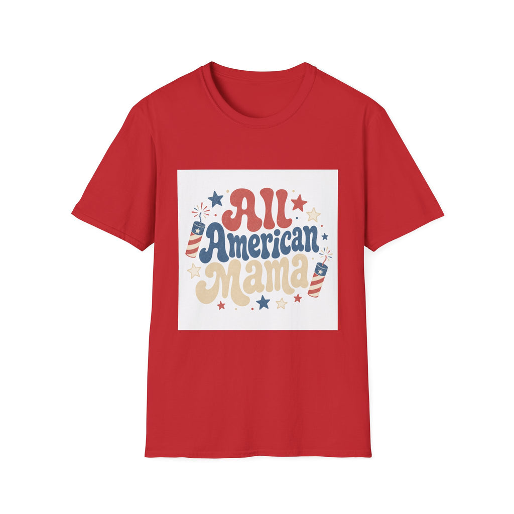 4th of July Tee  All American Tee — Retro Patriotic "All American Mama" Graphic T-Shirt