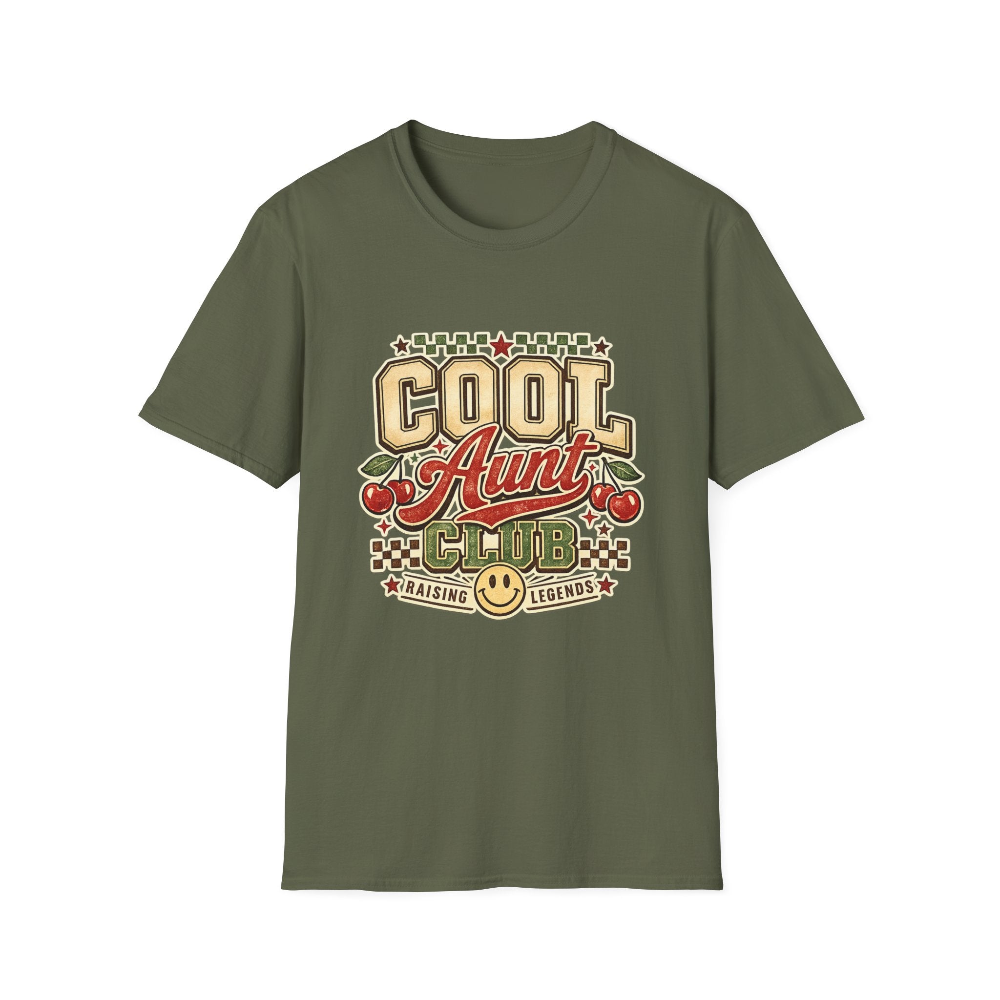 Cherries Pop T-Shirt Aunt Club Vintage Cherry Graphic Tee for Fun-Loving Aunts