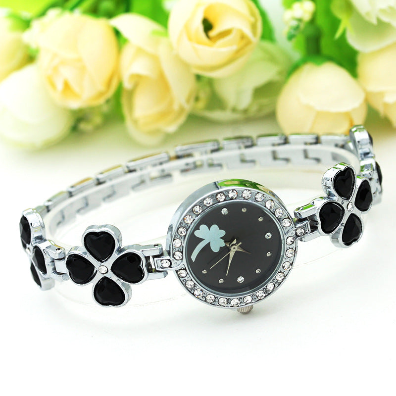 Four Leaf Clover Diamond Women Bracelet Watch