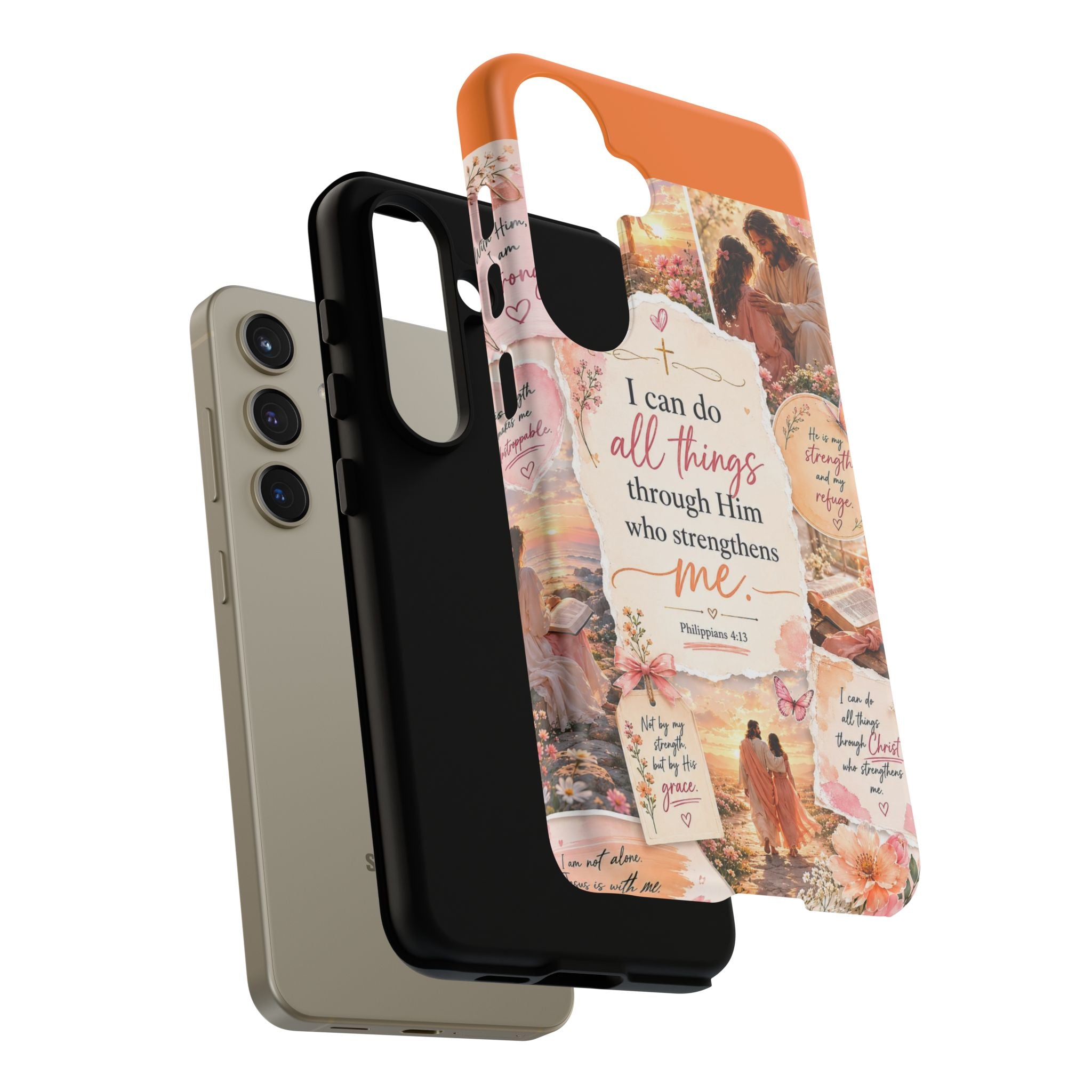 Christian Phone Case bible verses — "I Can Do All Things Through Him" Inspirational Scripture Design