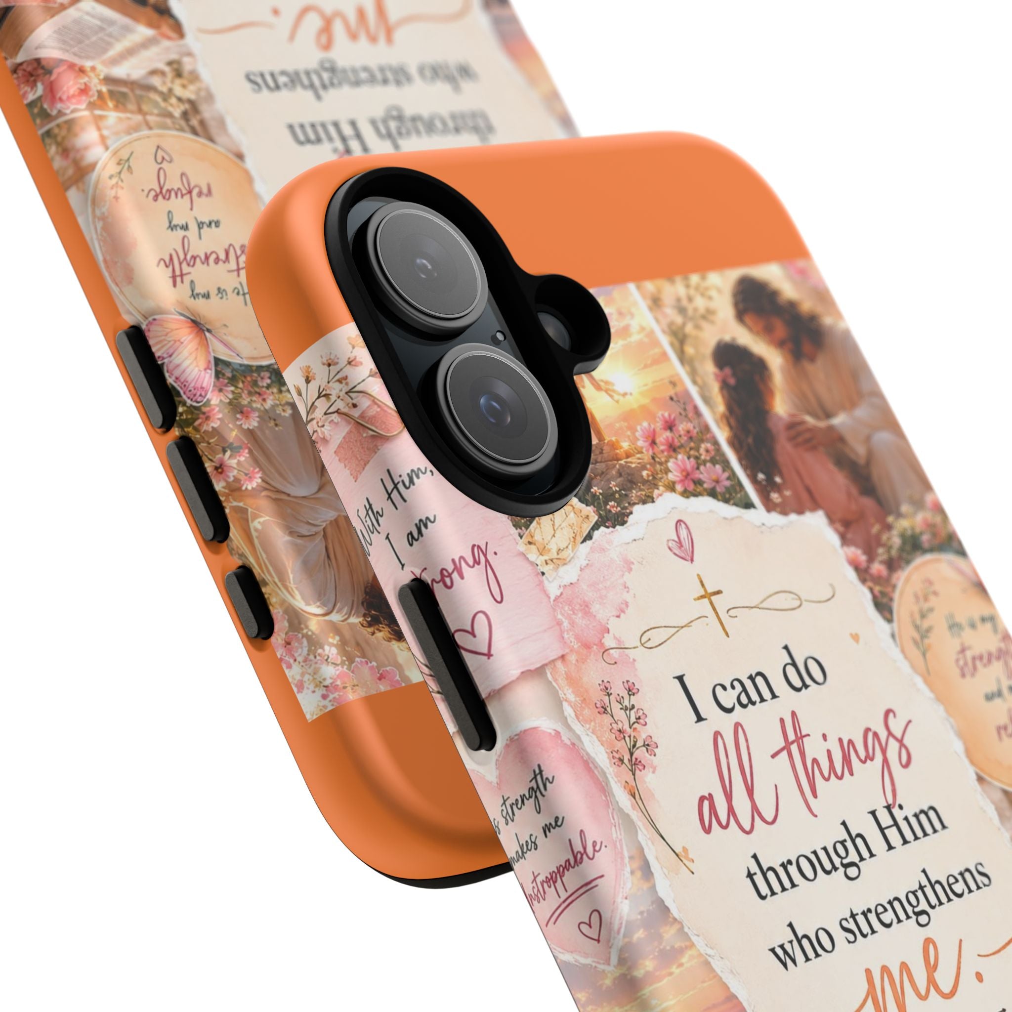 Christian Phone Case bible verses — "I Can Do All Things Through Him" Inspirational Scripture Design