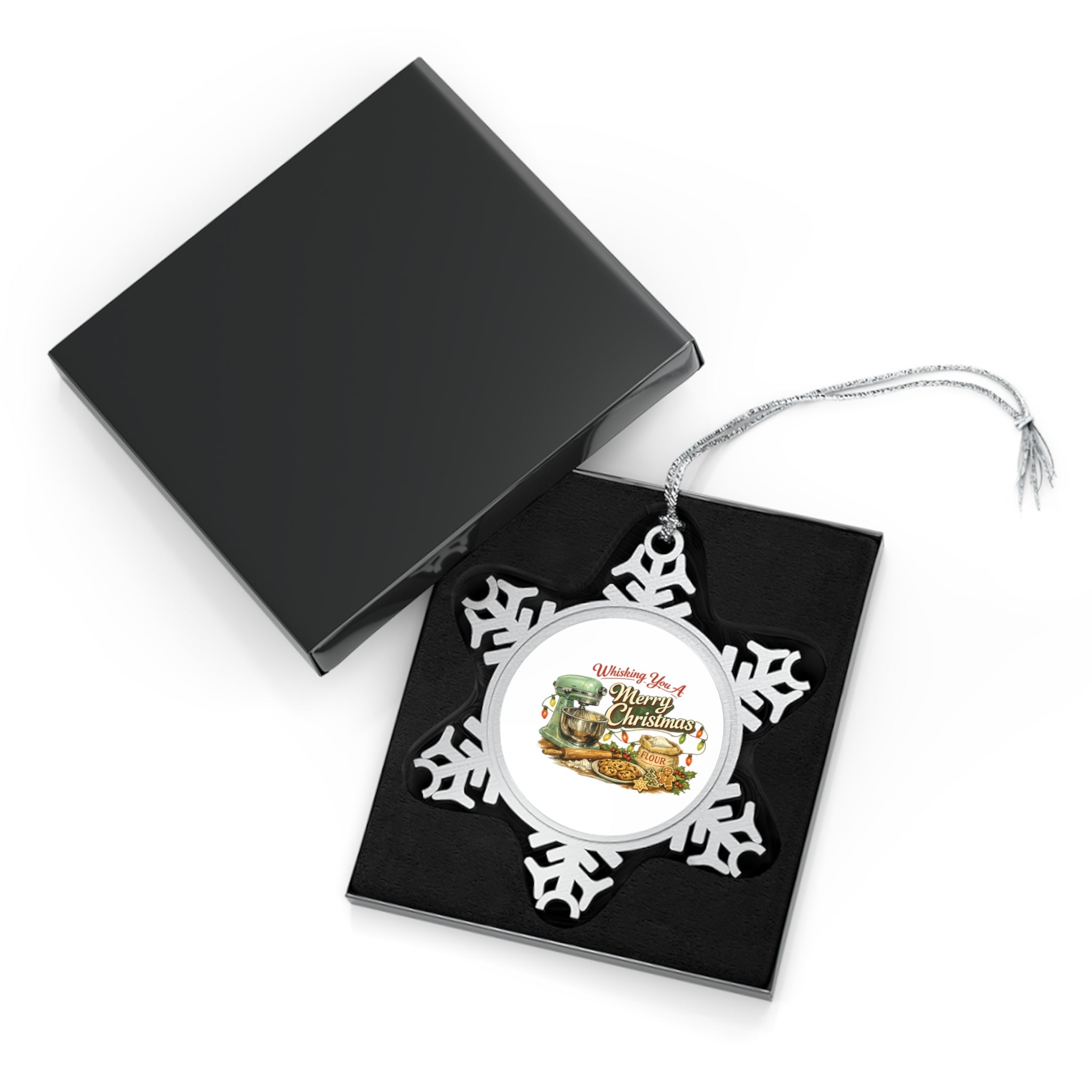 Snowflake Christmas Ornament – Vintage "Wishing You a Merry Christmas" Holiday Decoration