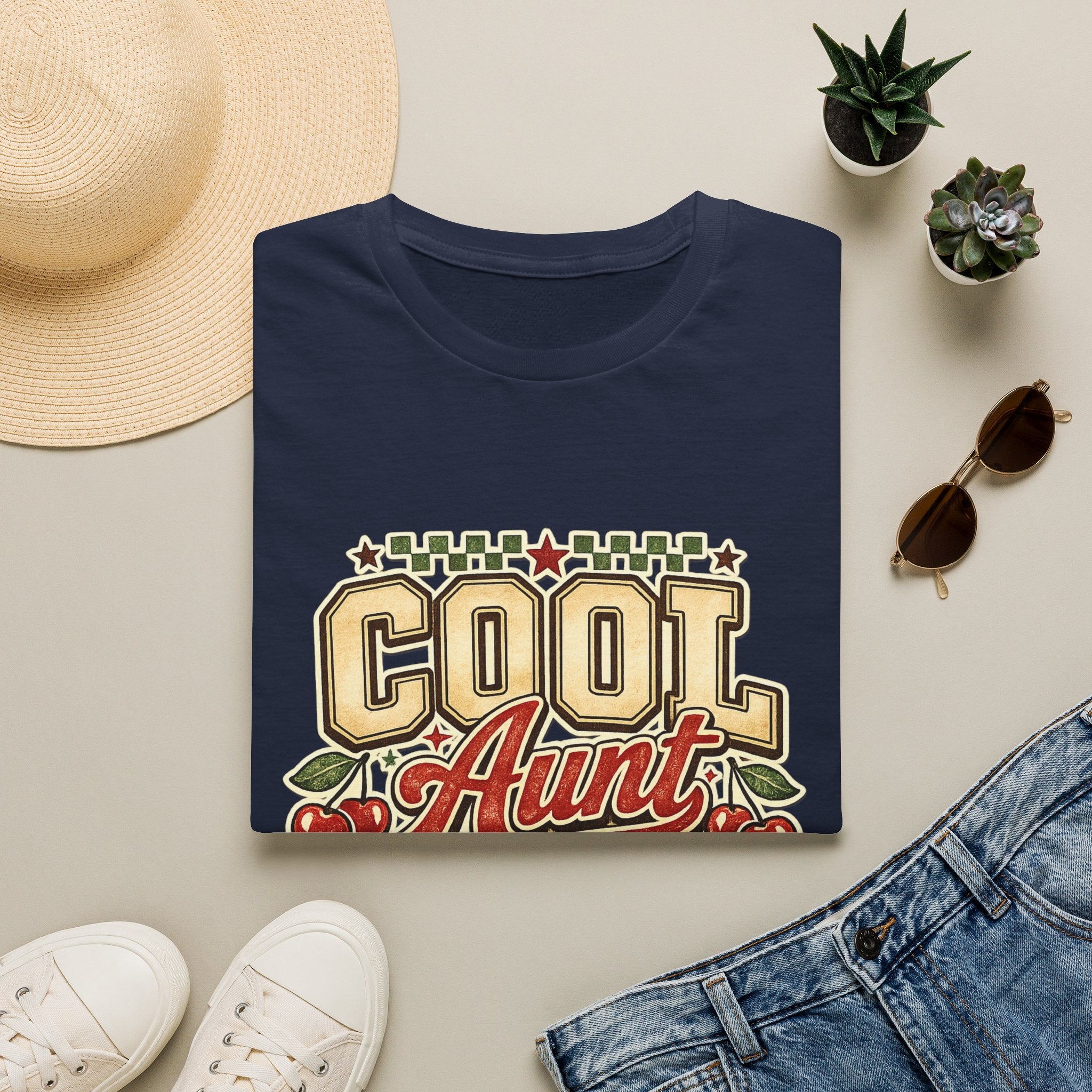 Cherries Pop T-Shirt Aunt Club Vintage Cherry Graphic Tee for Fun-Loving Aunts