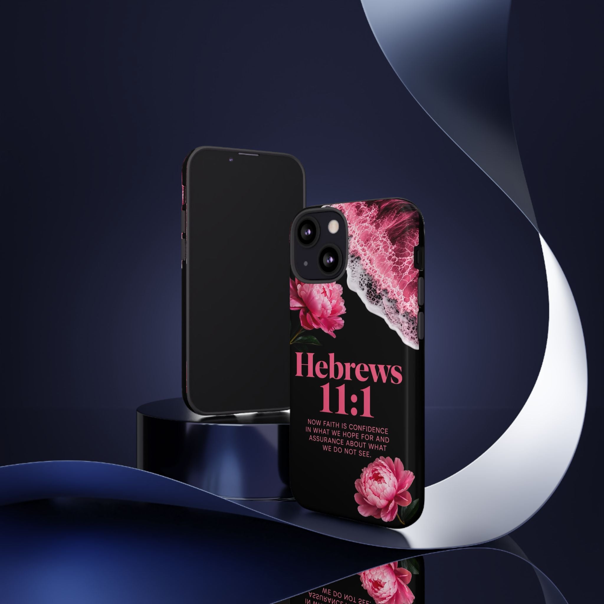 Bible Verses phone case -  Hebrews 11:1 Faith Phone Case — Pink Floral Scripture iPhone Cover