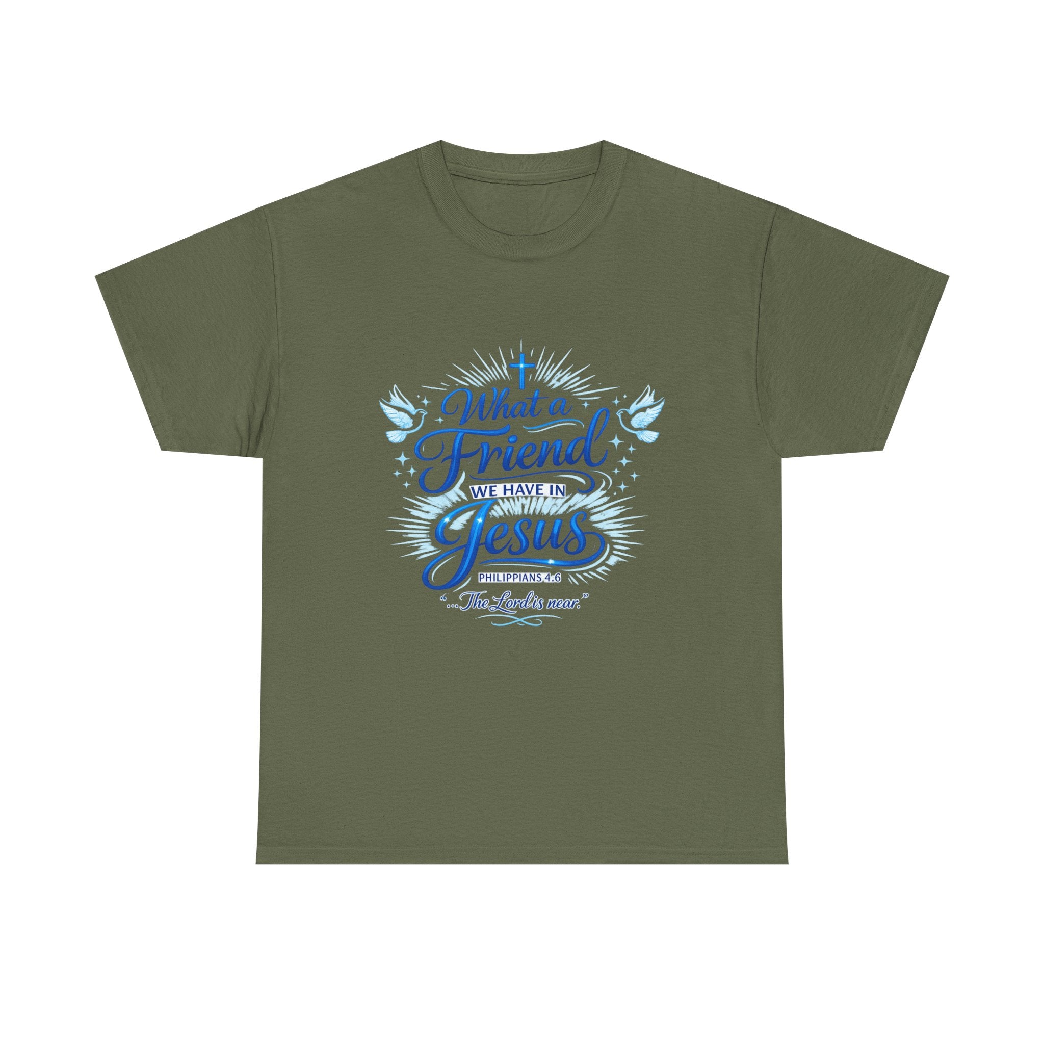 Christian Tee — “What a Friend We Have in Jesus” Inspirational Faith T-Shirt
