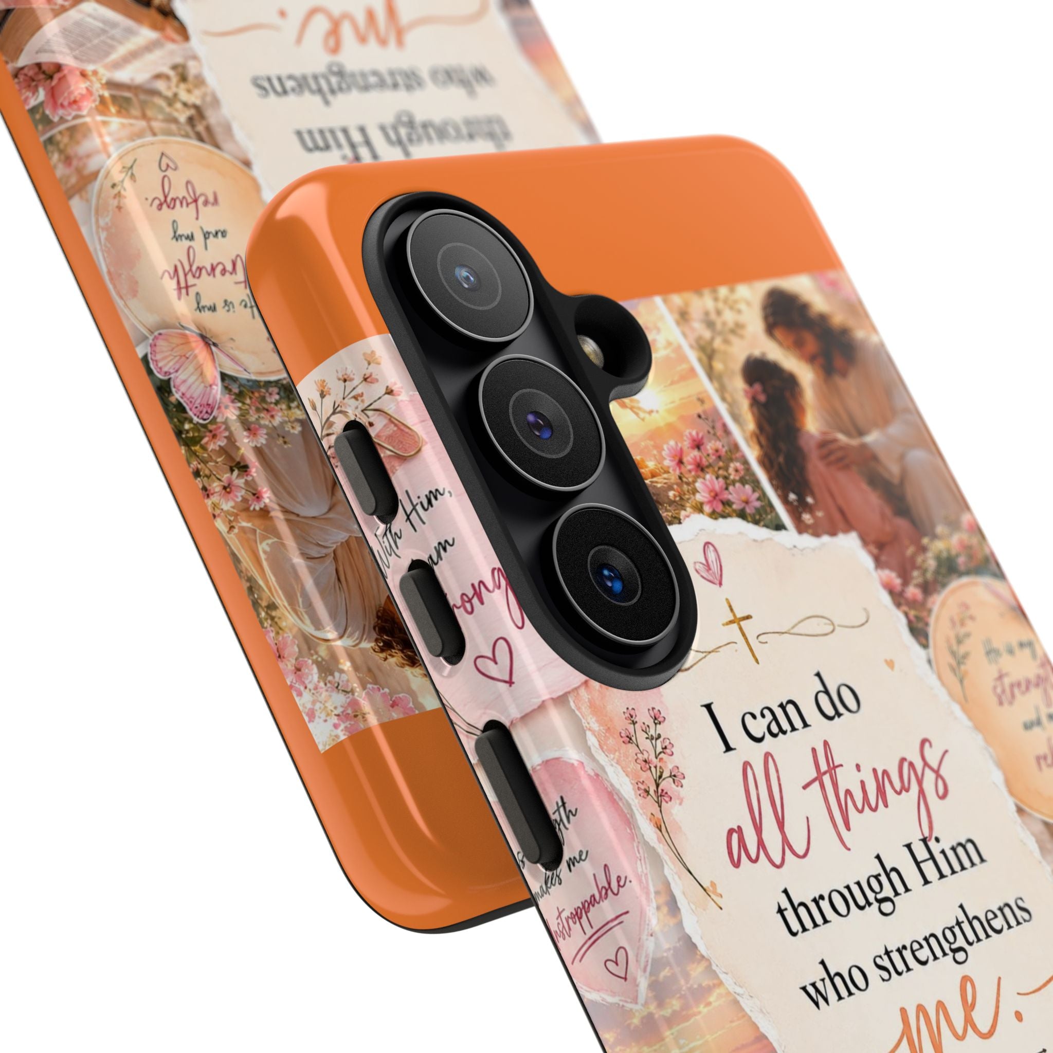 Christian Phone Case bible verses — "I Can Do All Things Through Him" Inspirational Scripture Design
