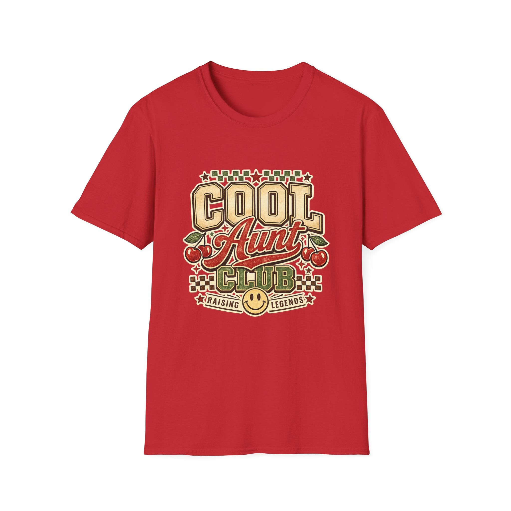 Cherries Pop T-Shirt Aunt Club Vintage Cherry Graphic Tee for Fun-Loving Aunts