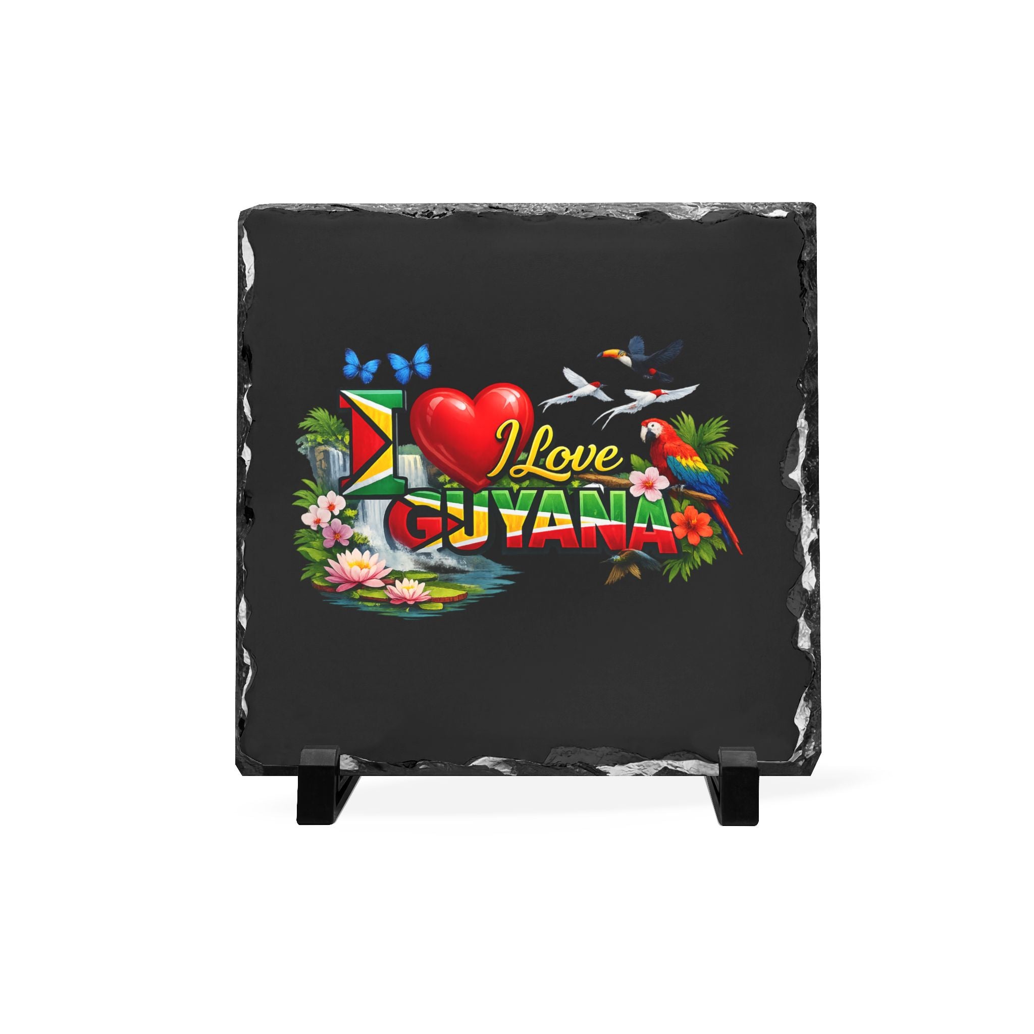 I Love Guyana Slate Desk Plaque — Decorative Guyana Souvenir Gift