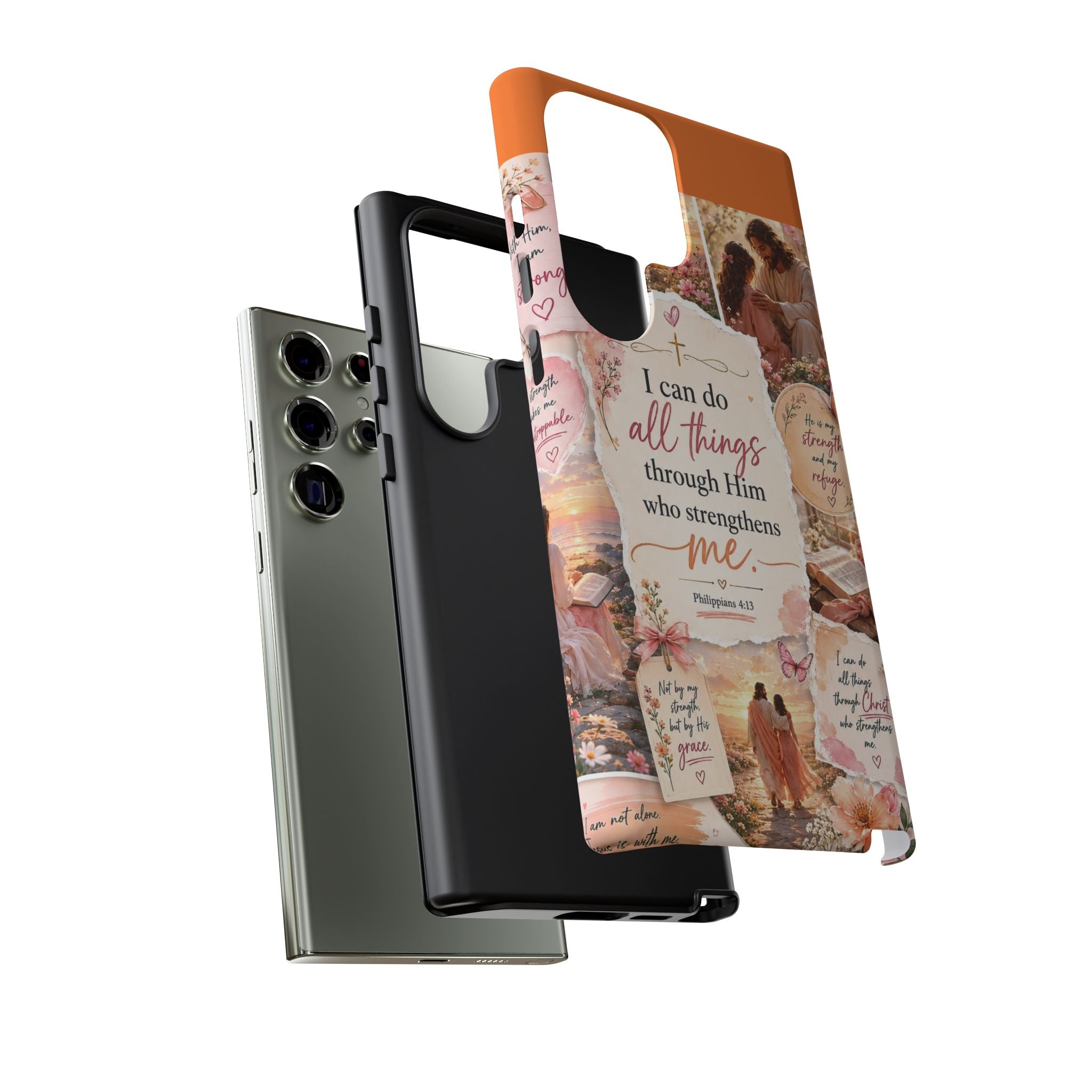Christian Phone Case bible verses — "I Can Do All Things Through Him" Inspirational Scripture Design