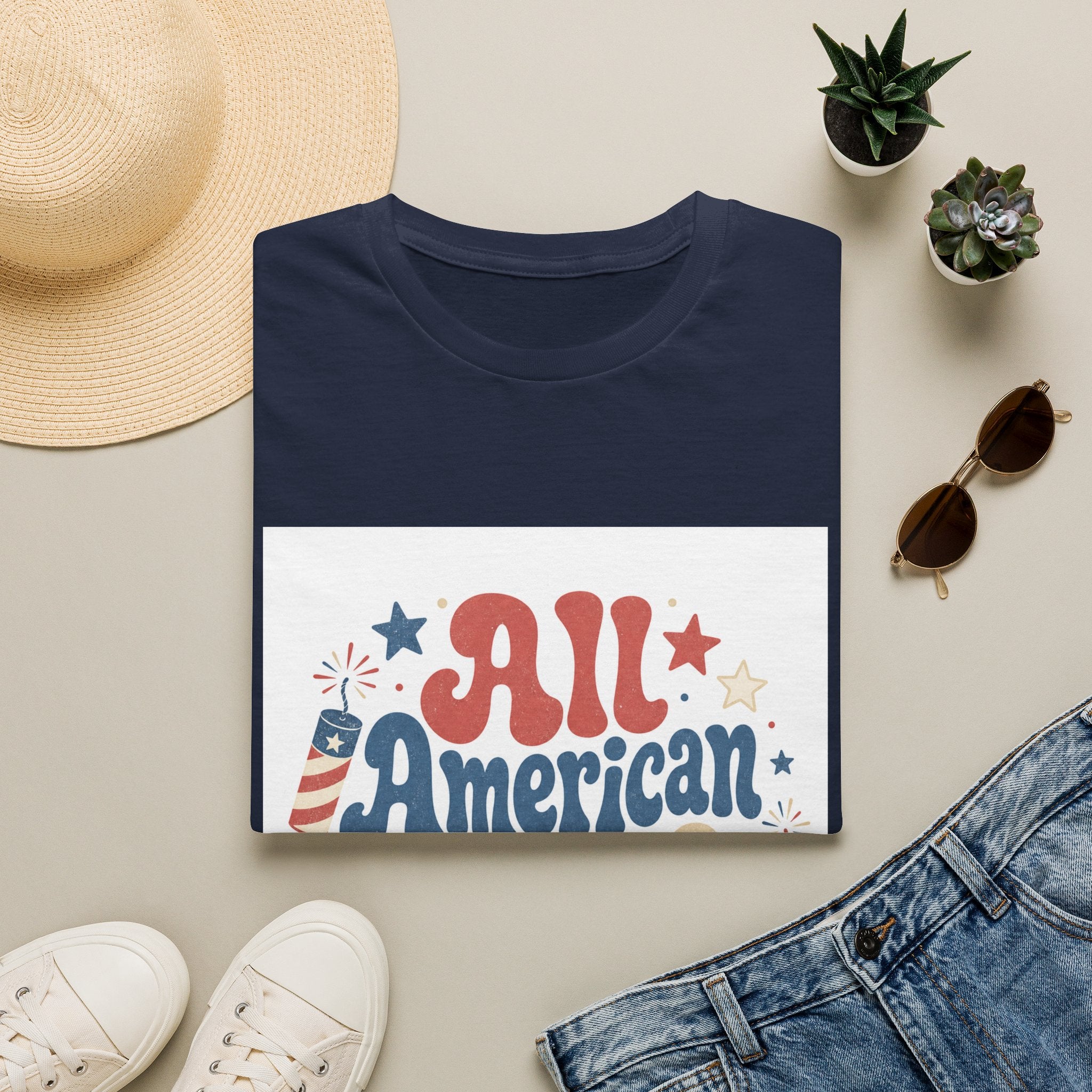 4th of July Tee  All American Tee — Retro Patriotic "All American Mama" Graphic T-Shirt
