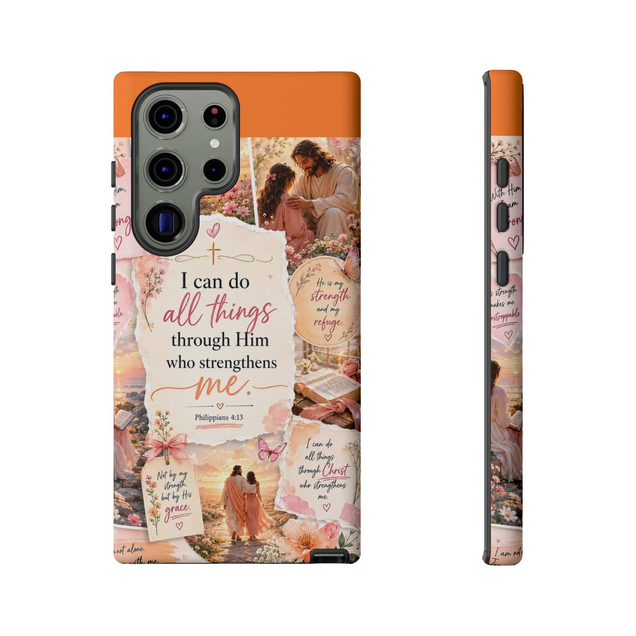 Christian Phone Case bible verses — "I Can Do All Things Through Him" Inspirational Scripture Design