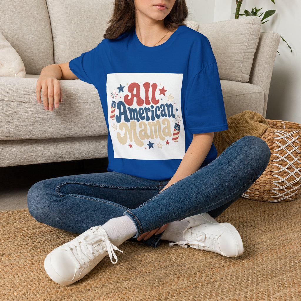 4th of July Tee  All American Tee — Retro Patriotic "All American Mama" Graphic T-Shirt
