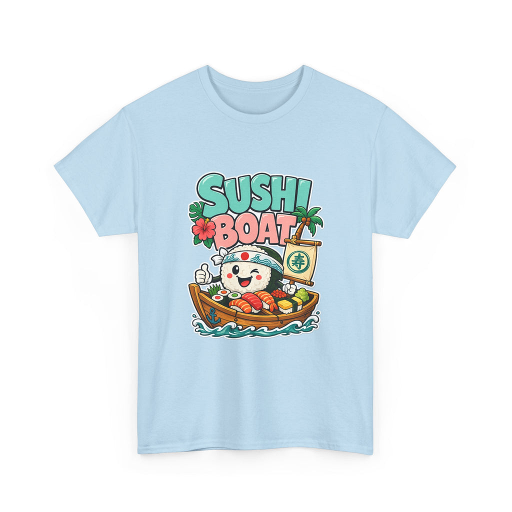 Sushi Boat Graphic Tee — Cute Kawaii Sushi Cat on Boat T-Shirt