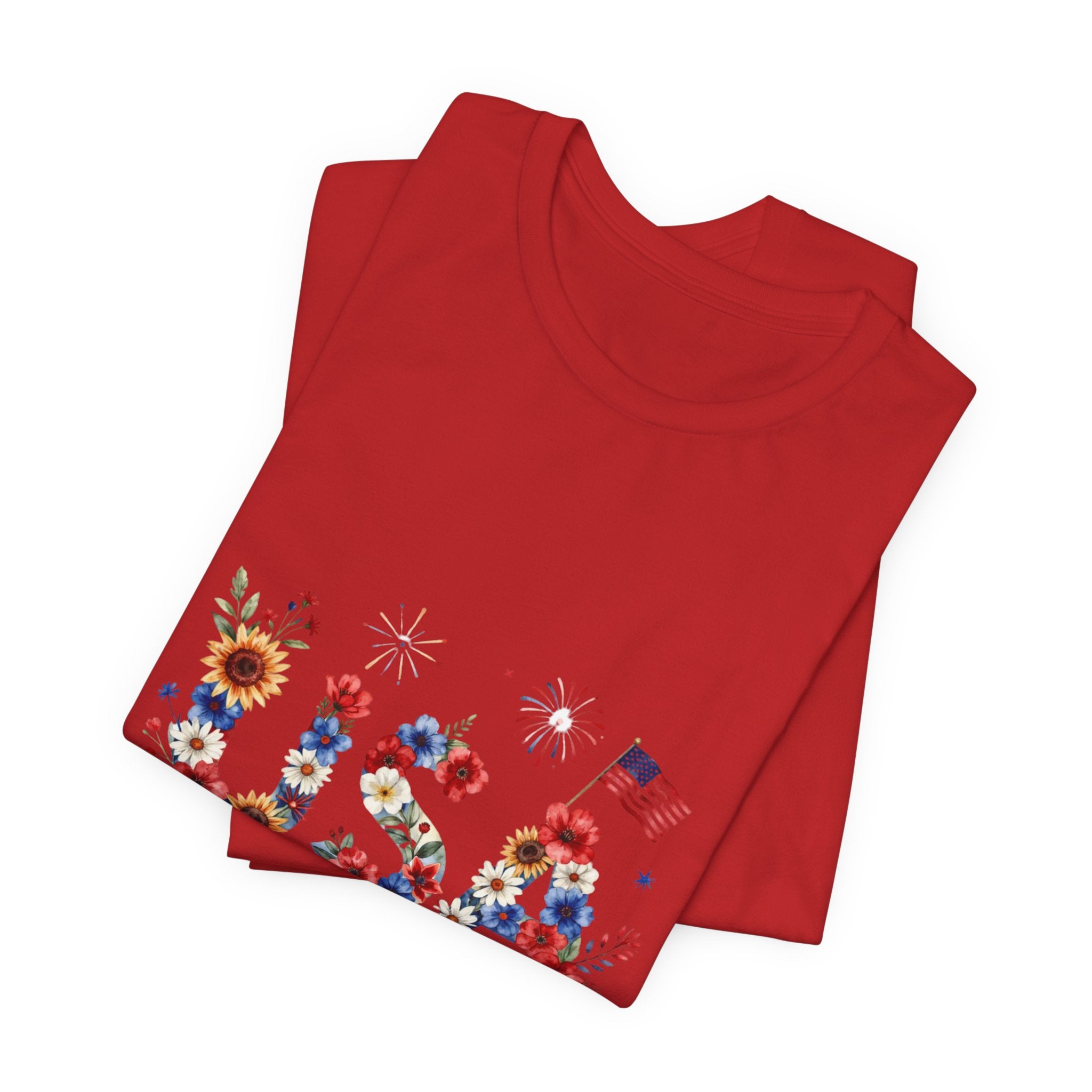 4th of July Tee Shirt Floral 'Land of the Free' T-Shirt