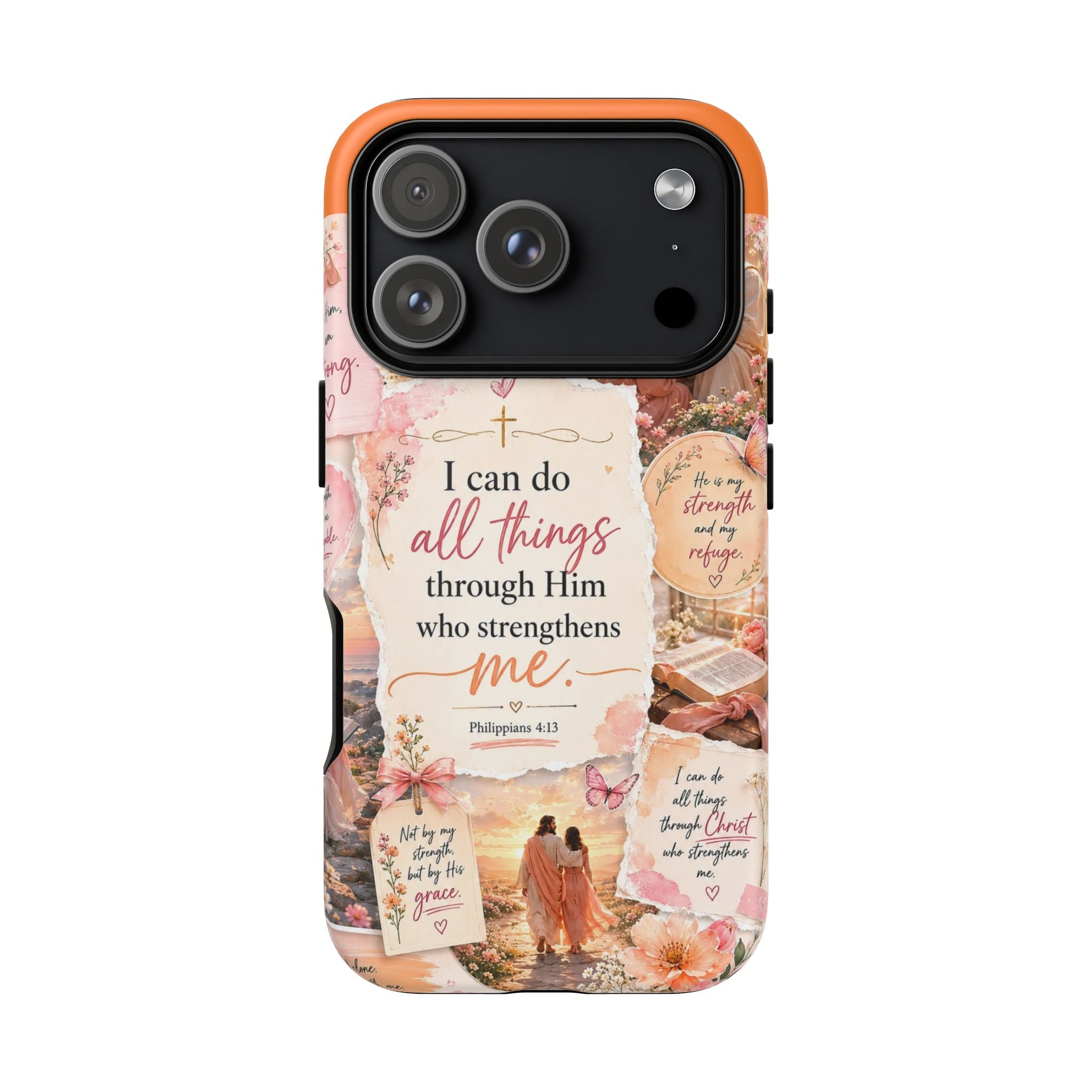 Christian Phone Case bible verses — "I Can Do All Things Through Him" Inspirational Scripture Design