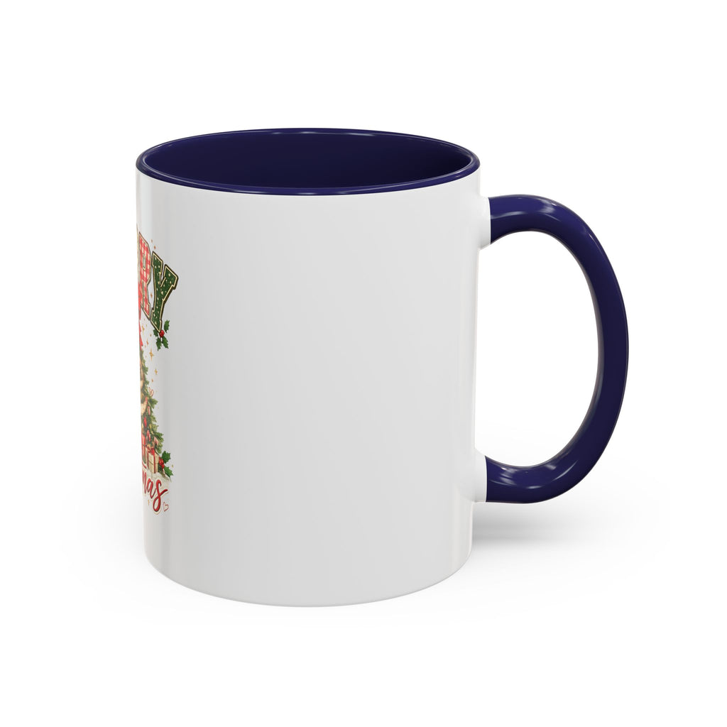 Merry Christmas Accent Coffee Mug – Festive Holiday Tree & Bow (11/15oz)