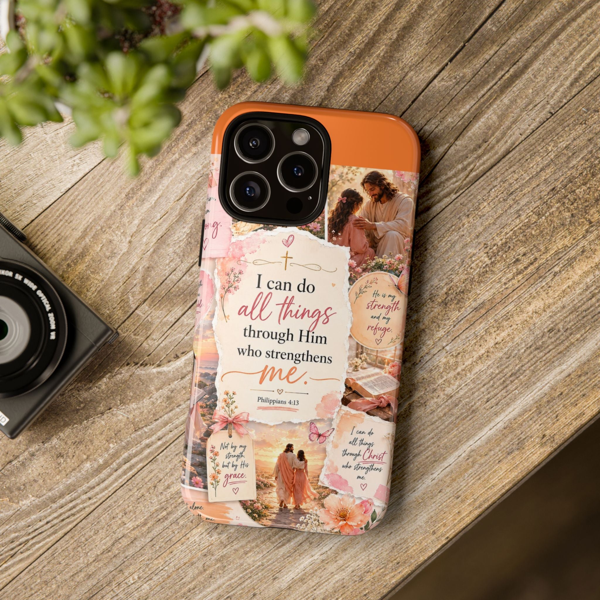Christian Phone Case bible verses — "I Can Do All Things Through Him" Inspirational Scripture Design
