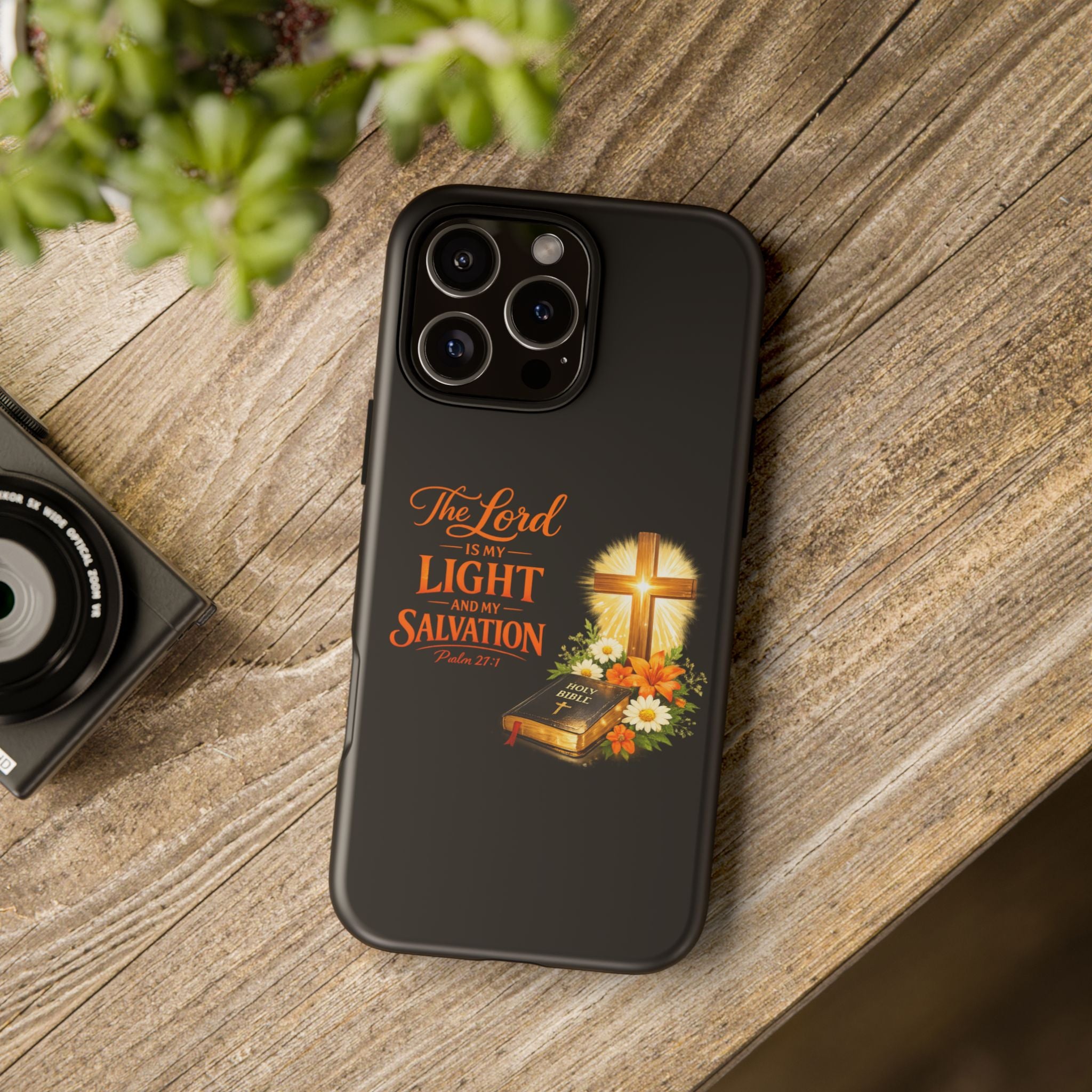 Christian Phone Case — "The Lord Is My Light and My Salvation" Bible Verse Design