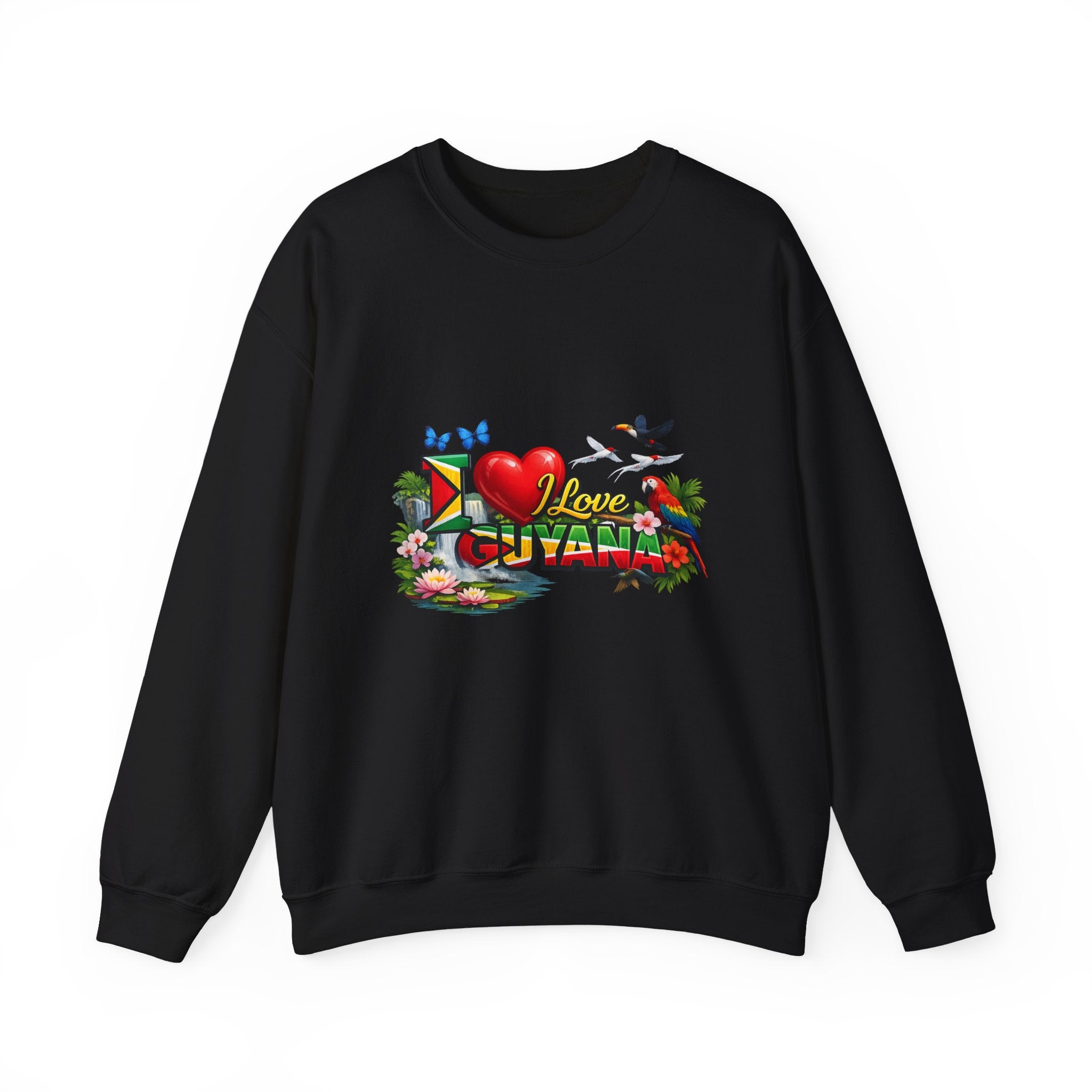 Guyana Pride Crewneck Sweatshirt — I Love Guyana Tropical Graphic Unisex