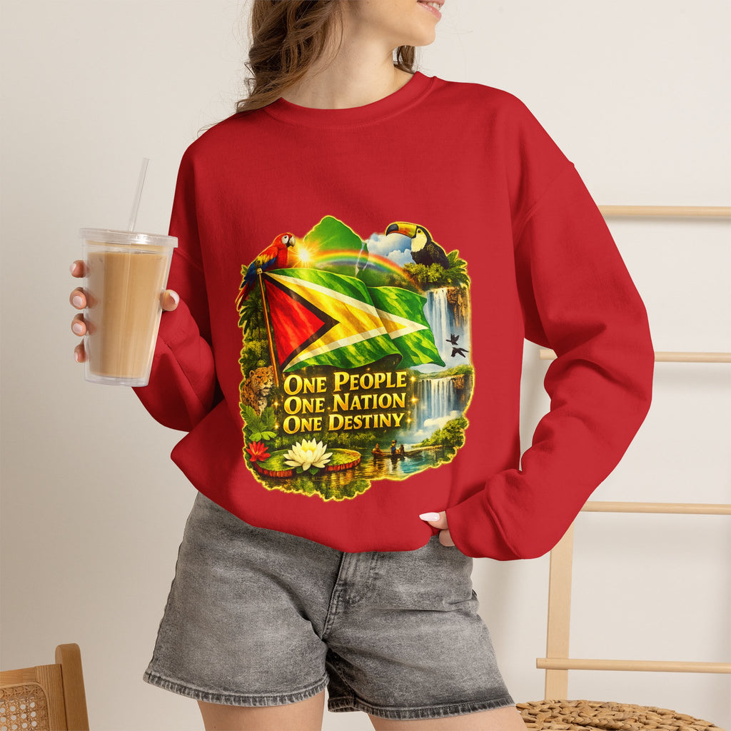Guyana Flag & Wildlife Sweatshirt — "One People, One Nation, One Destiny" Crewneck