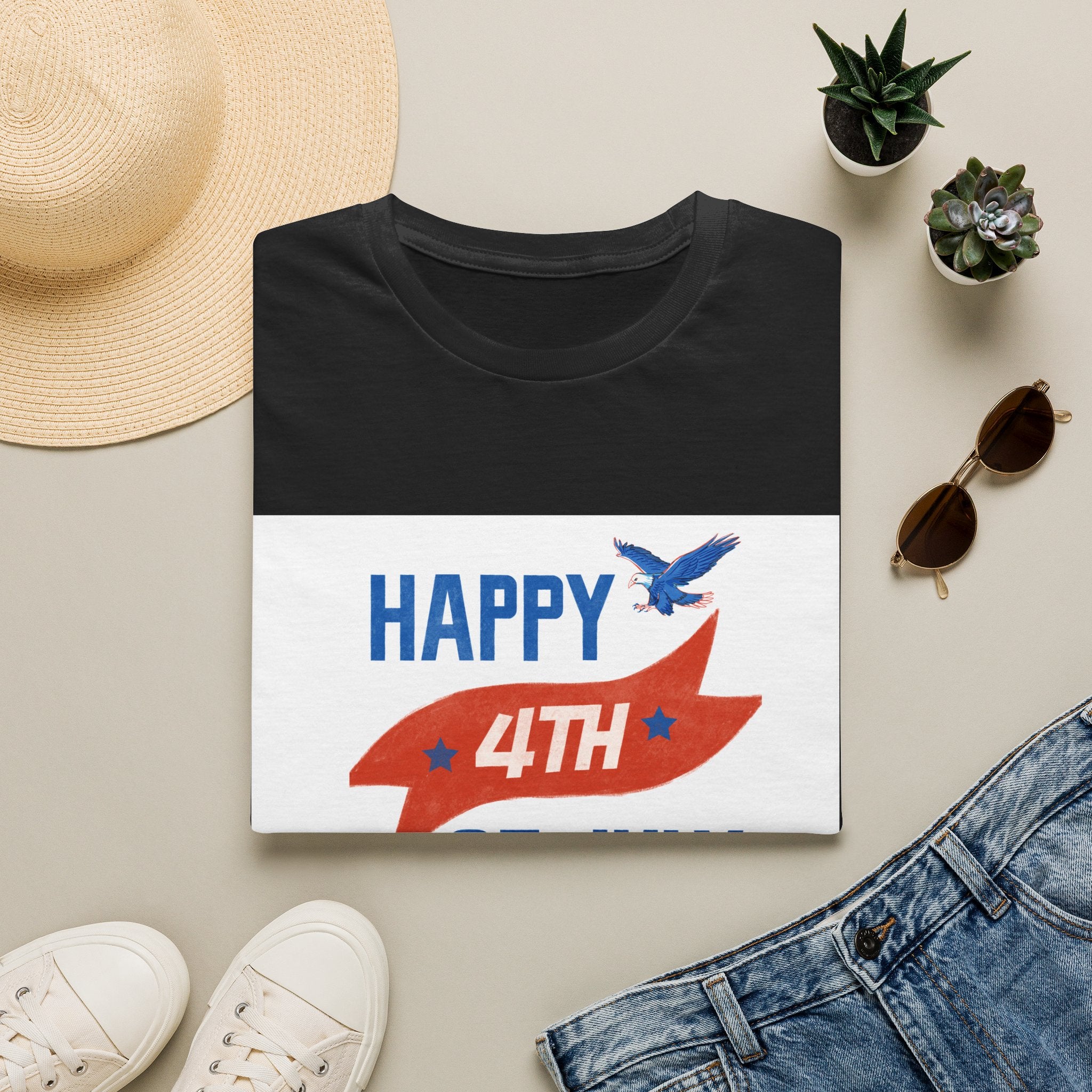 Happy 4th of July Eagle T-Shirt | Patriotic Fireworks Tee