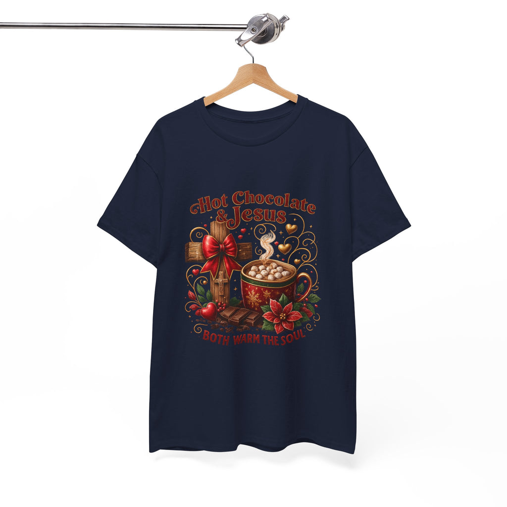 Christian T-Shirt — Hot Chocolate & Jesus "Both Warm the Soul" Christian Holiday Tee