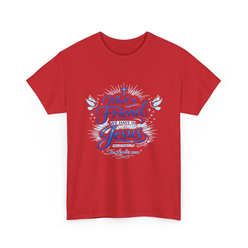 Christian Tee — “What a Friend We Have in Jesus” Inspirational Faith T-Shirt