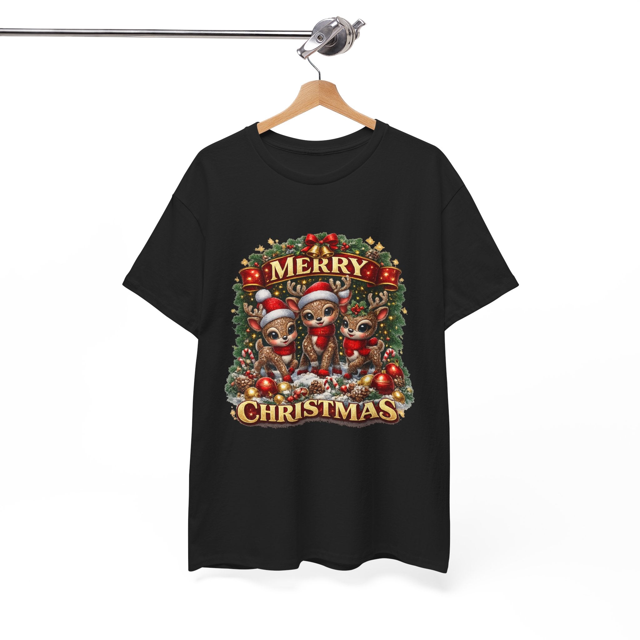 Christmas Reindeer Crew Tee — Merry Christmas Holiday Graphic T-Shirt
