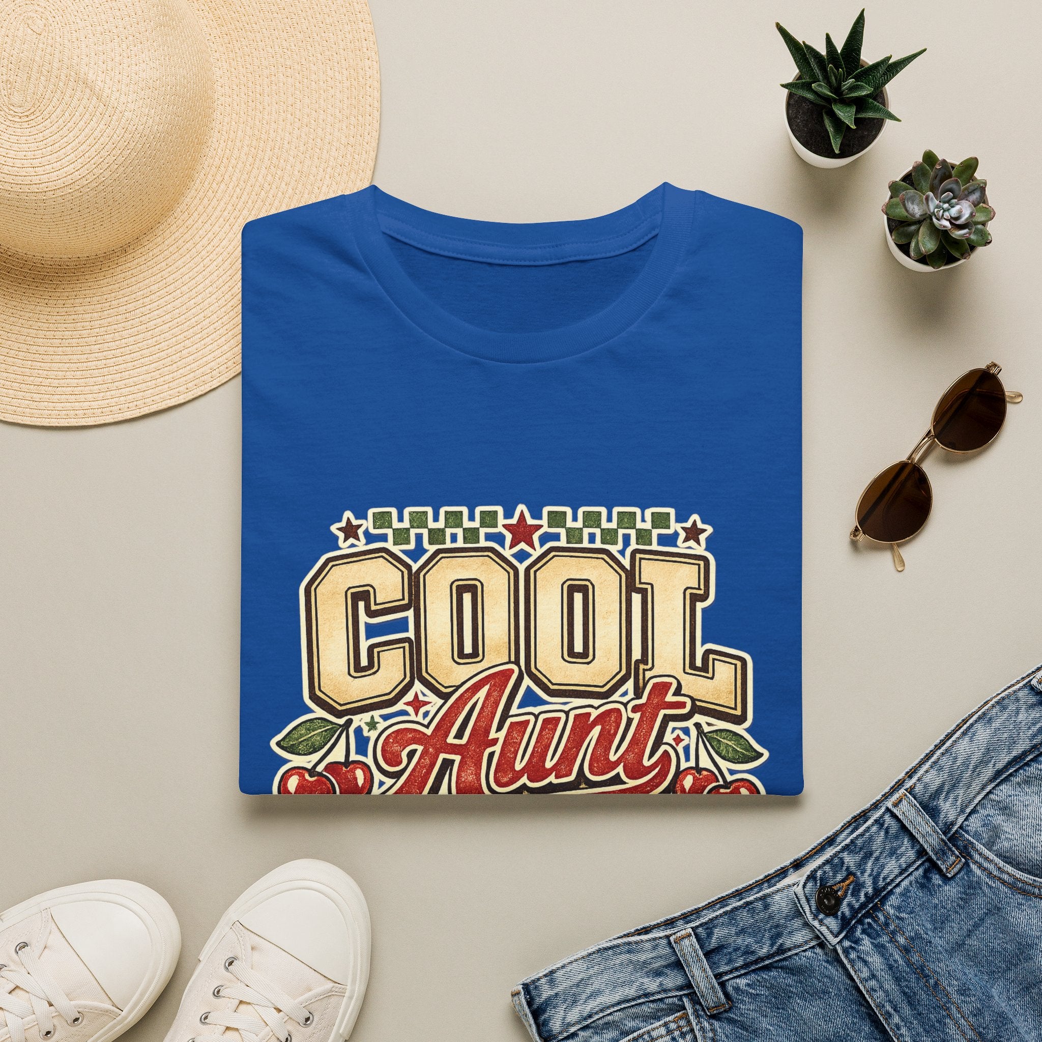 Cherries Pop T-Shirt Aunt Club Vintage Cherry Graphic Tee for Fun-Loving Aunts