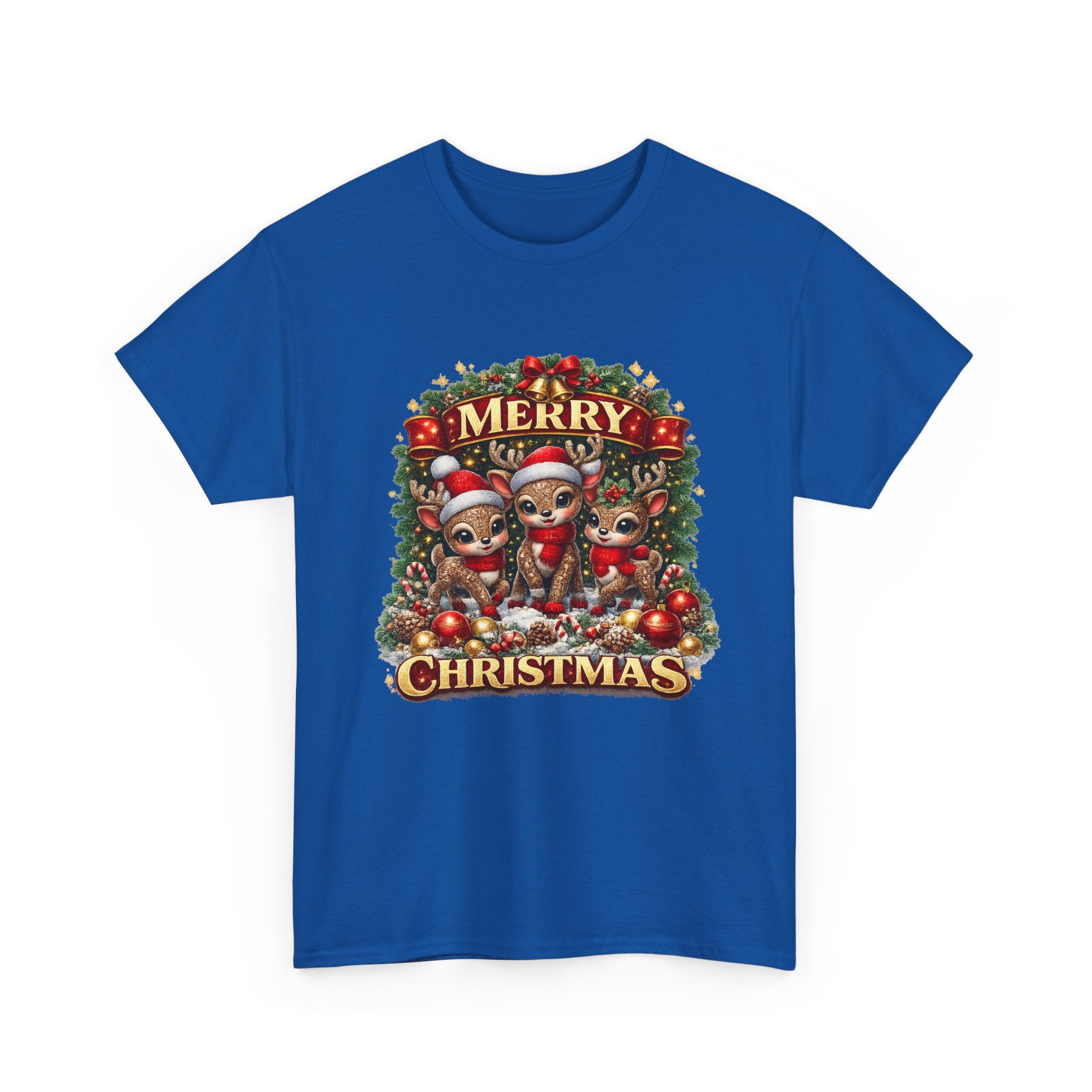 Christmas Reindeer Crew Tee — Merry Christmas Holiday Graphic T-Shirt