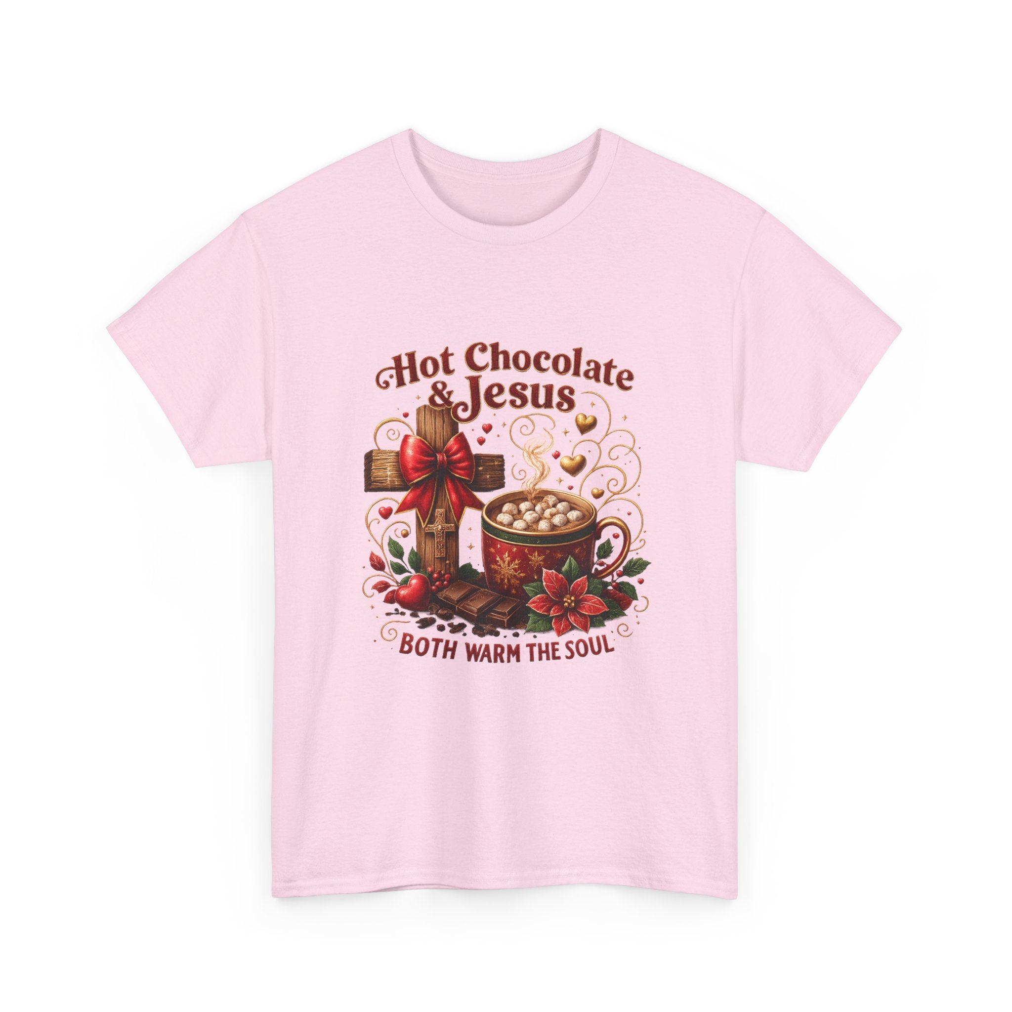 Christian T-Shirt — Hot Chocolate & Jesus "Both Warm the Soul" Christian Holiday Tee