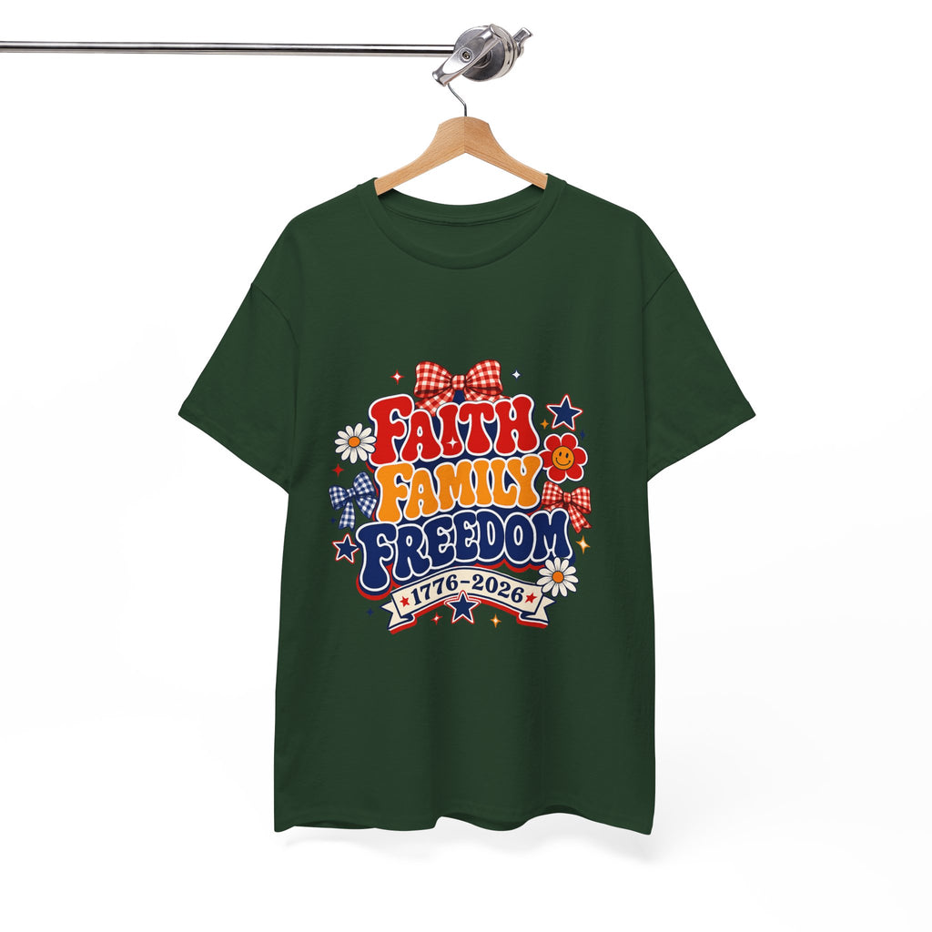 Fourth of July t-shirts - Faith Family Freedom 1776-2026 Patriotic T-Shirt — 4th of July Americana Tee