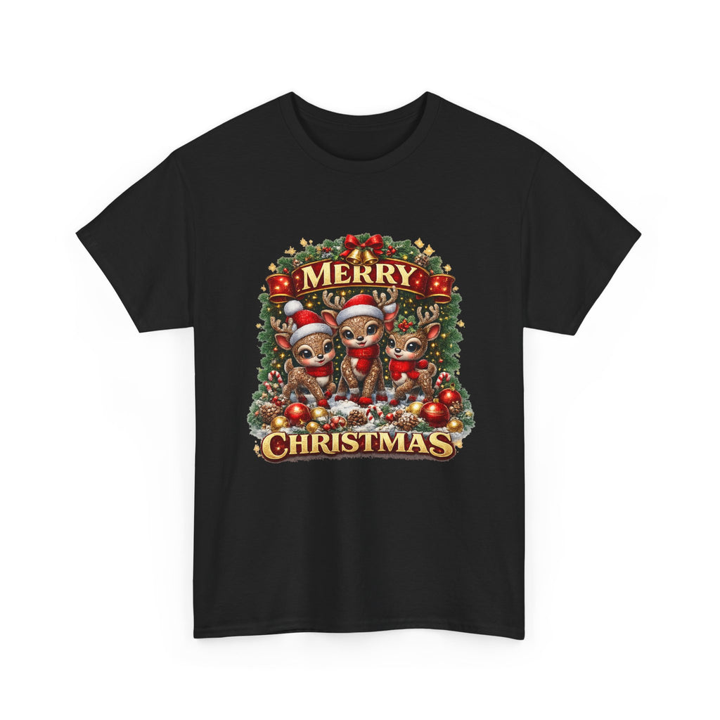 Christmas Reindeer Crew Tee — Merry Christmas Holiday Graphic T-Shirt
