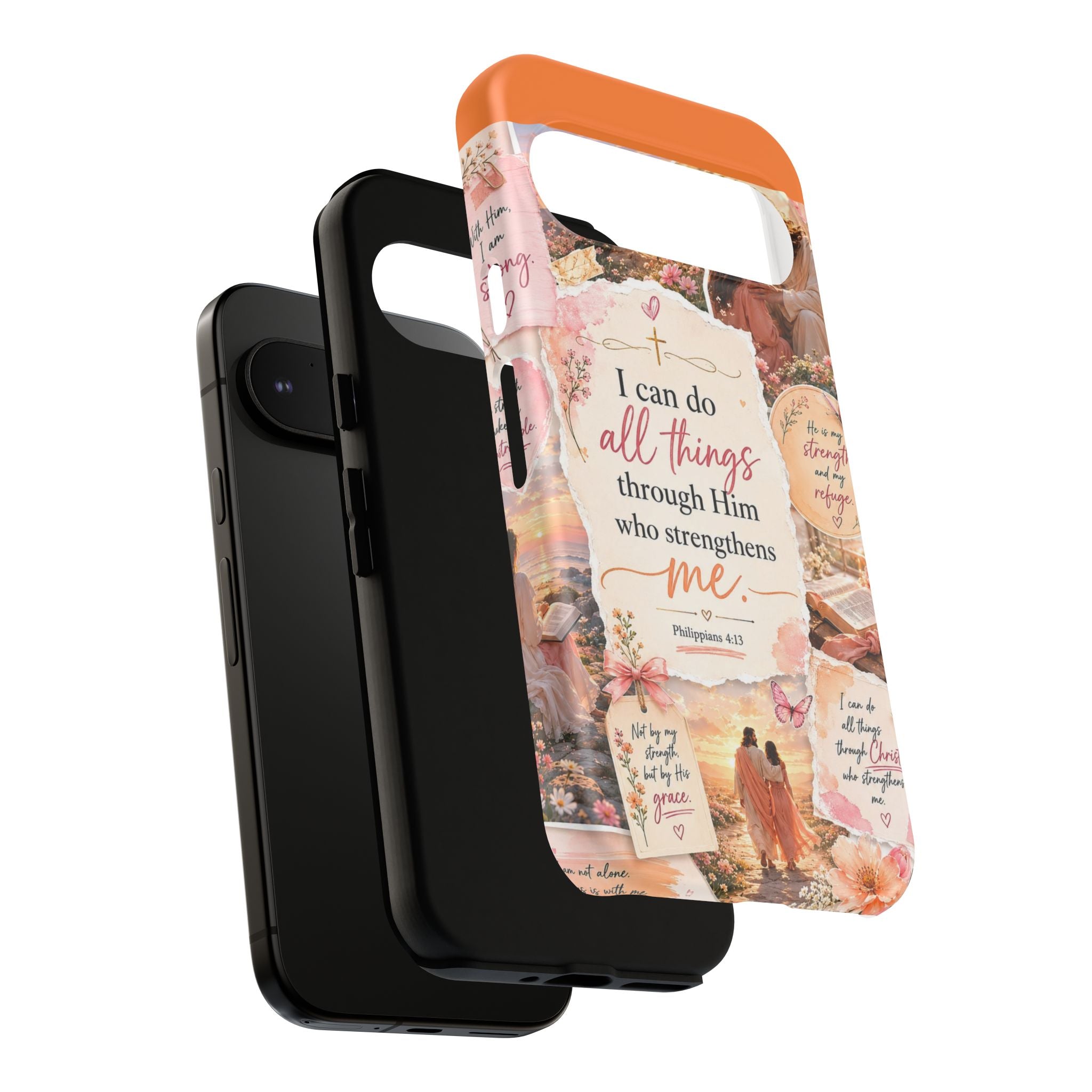 Christian Phone Case bible verses — "I Can Do All Things Through Him" Inspirational Scripture Design