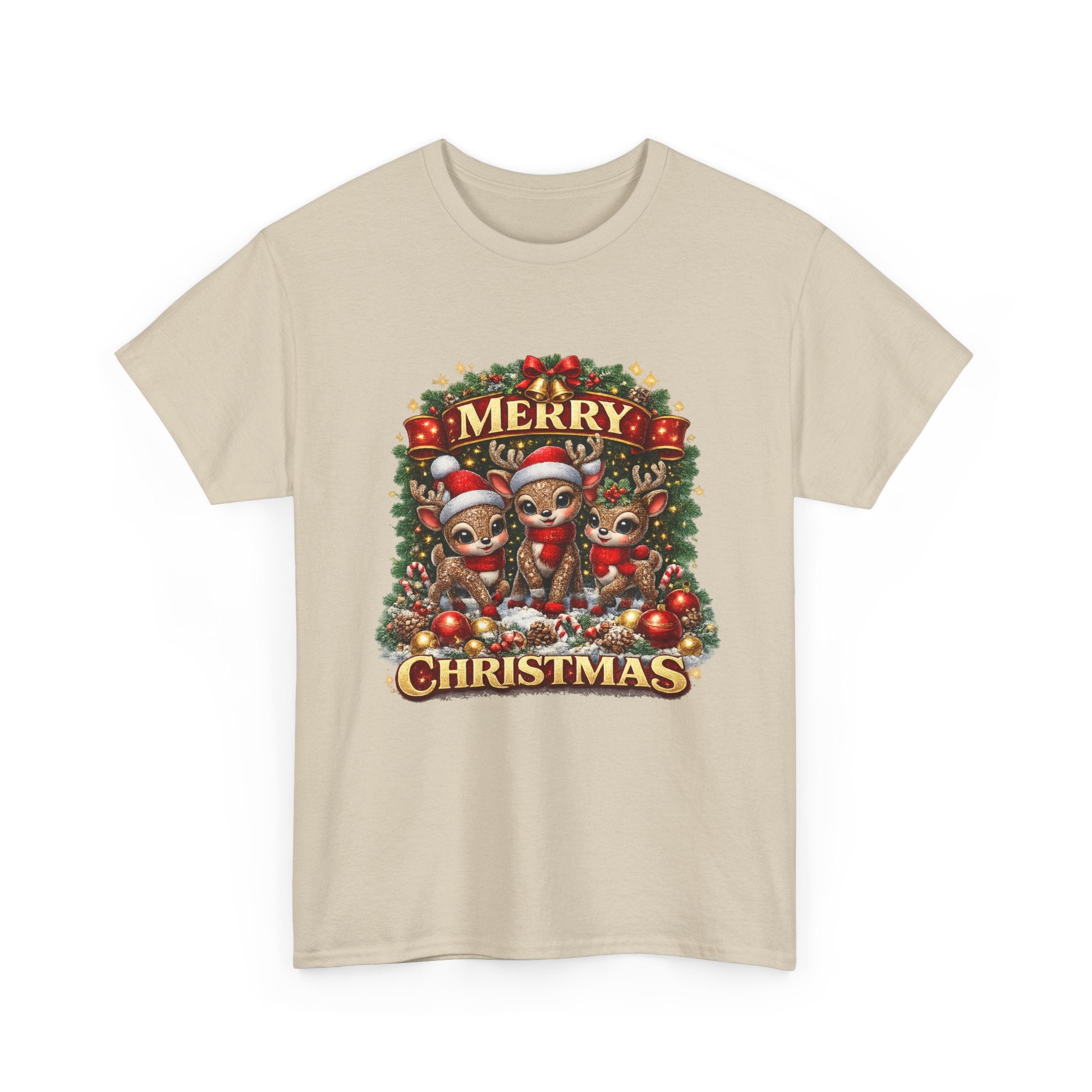 Christmas Reindeer Crew Tee — Merry Christmas Holiday Graphic T-Shirt