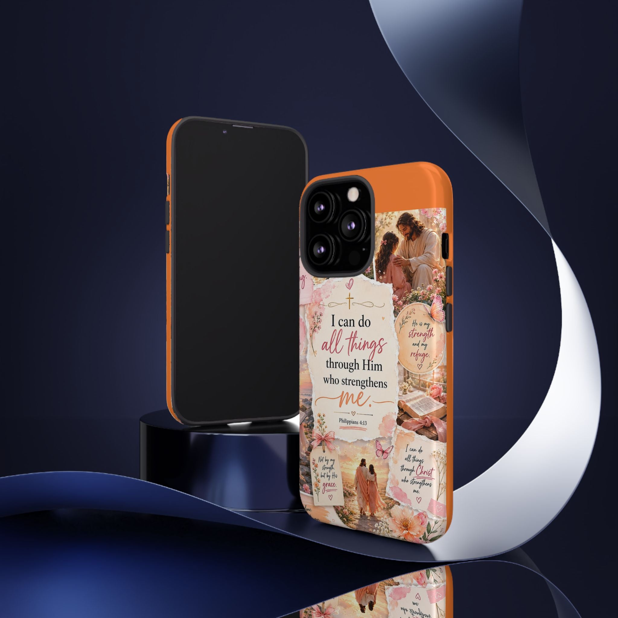 Christian Phone Case bible verses — "I Can Do All Things Through Him" Inspirational Scripture Design