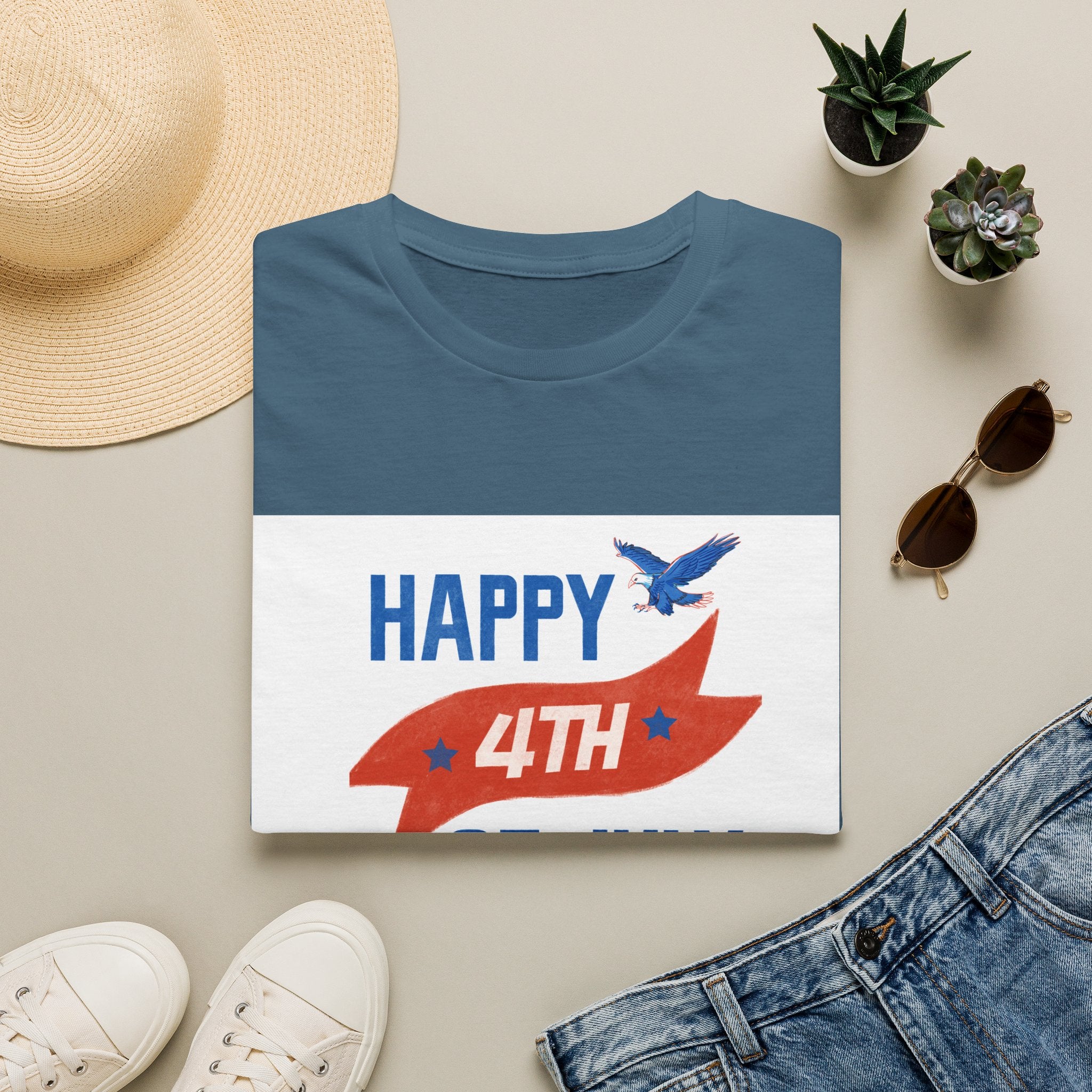 Happy 4th of July Eagle T-Shirt | Patriotic Fireworks Tee