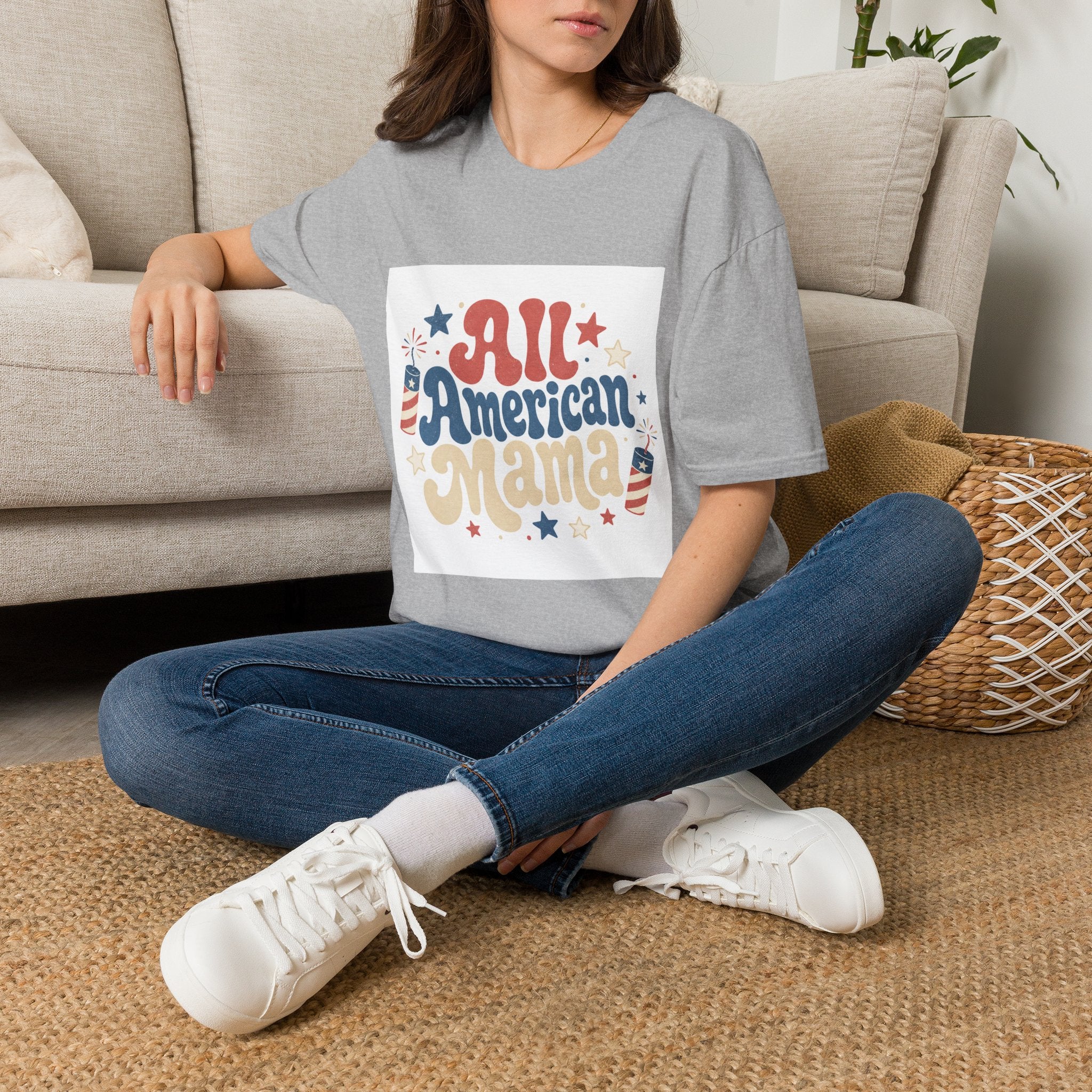 4th of July Tee  All American Tee — Retro Patriotic "All American Mama" Graphic T-Shirt